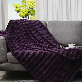 Cheer Collection - Faux Fur Printed Blanket - Multiple Colors & Sizes - Purple