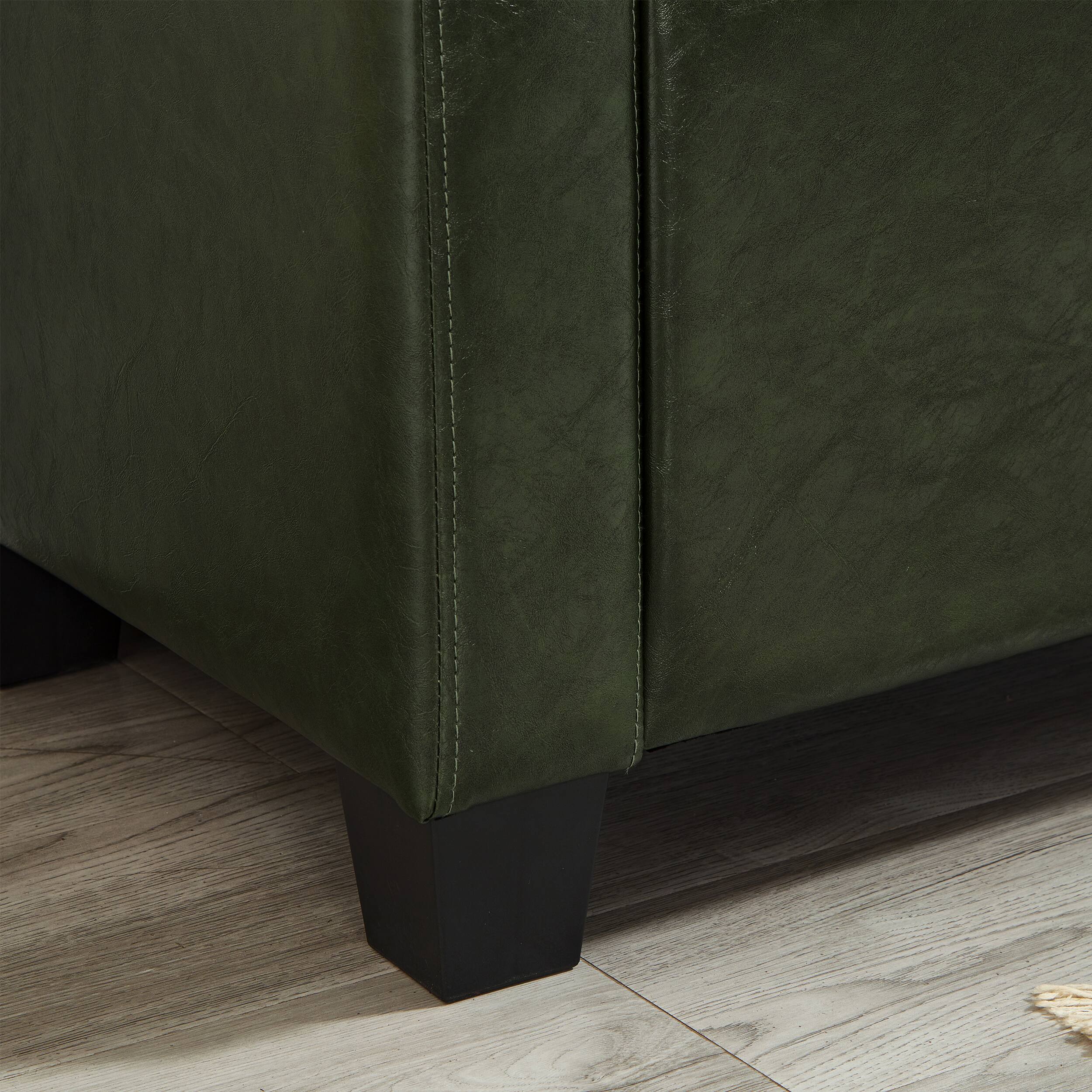 Alt View 7. GOODSILO - 48 Inch Upholstered Storage Ottoman Bench with Tufted Faux Leather Design for Living Room and Bedroom - Dark Green.