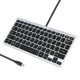 Stamp n Camp - Upgraded PC Computer Laptop Mini USB Wired Keyboard for Mac and Windows 78 Scissor Keys Small Super Thin Compact - Silver+Black