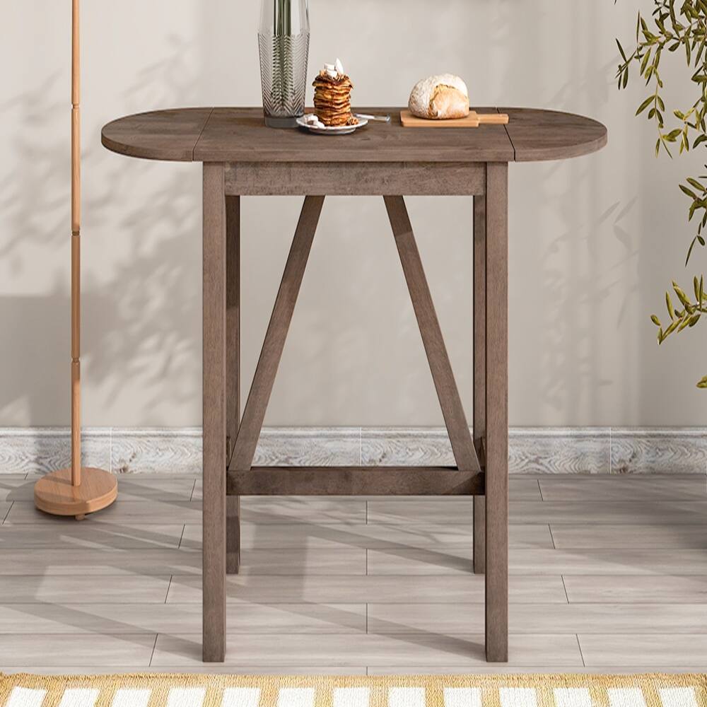 Angle. Loheer - Loheer 3-Piece Drop Leaf Dining Set Counter Height Table with 2 Chairs Brown - Brown.