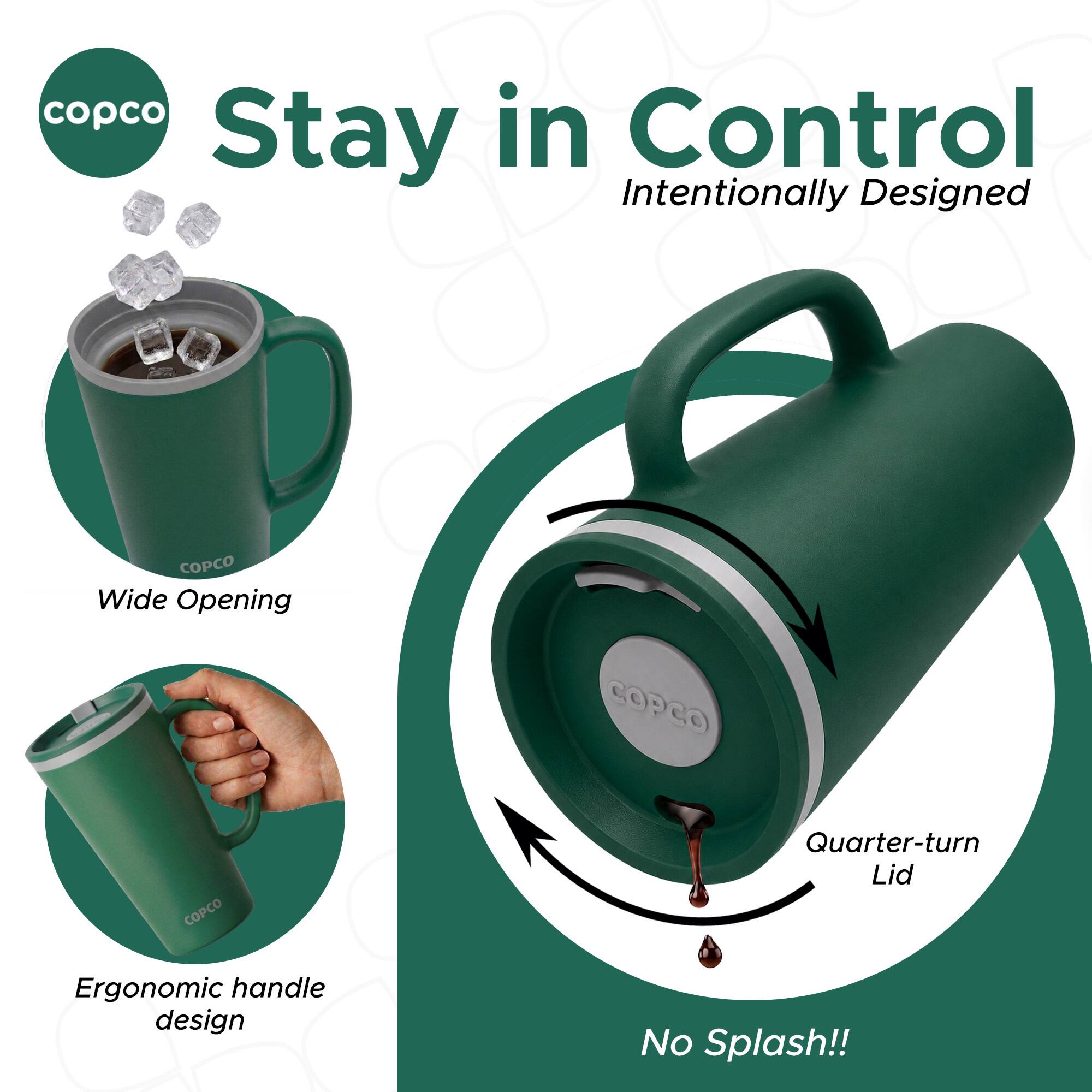 copco in Control Stay Intentionally Designed COCO Wide Opening COPCO PCO Quarter-turn Lid Ergonomic handle design No Splash!!