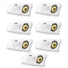 Front. Acoustic Audio by Goldwood - HD6c in-Wall Dual 6.5" Speakers Home Theater Surround Sound 7 Piece Speaker Set - Paintable White.
