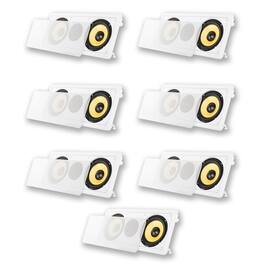 Acoustic Audio by Goldwood - HD6c in-Wall Dual 6.5" Speakers Home Theater Surround Sound 7 Piece Speaker Set - Paintable White