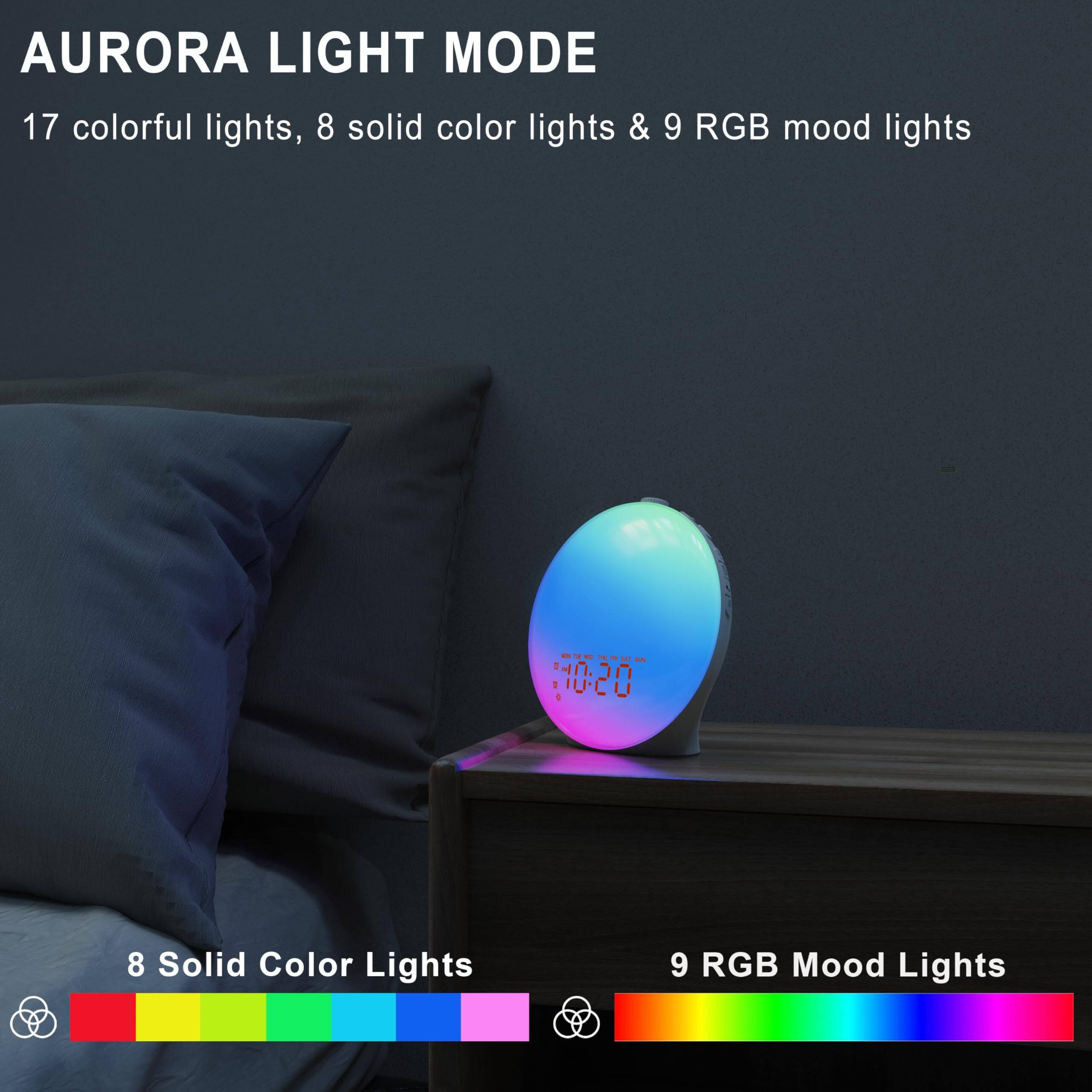 AURORA LIGHT MODE  
17 colorful lights, 8 solid color lights & 9 RGB mood lights  

8 Solid Color Lights  
9 RGB Mood Lights
