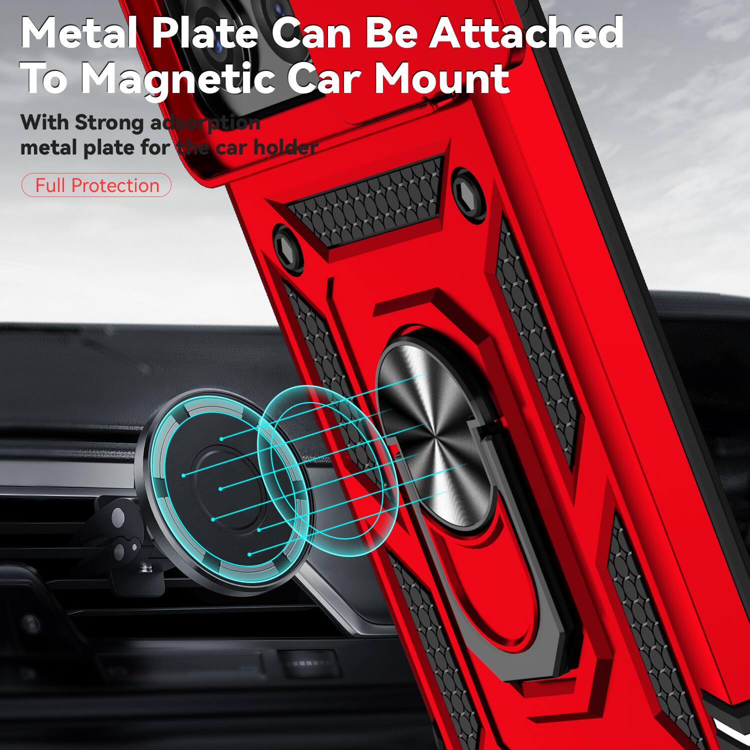 Metal Plate Can Be Attached To Magnetic Car Mount

With Strong adsorption metal plate for the car holder

Full Protection