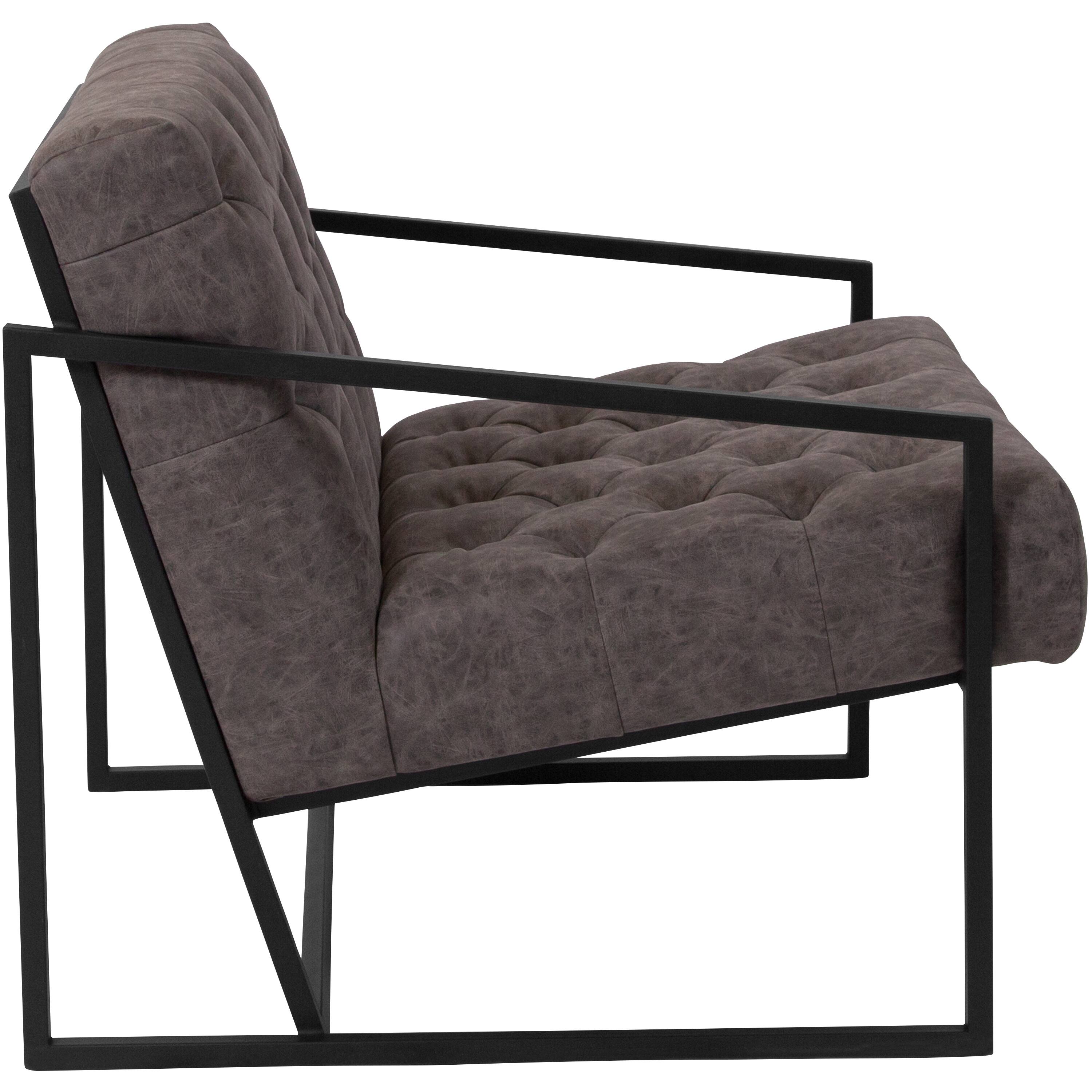 Alt View 4. Emma + Oliver - Home Office Tufted Lounge Accent Chair - Retro Gray.