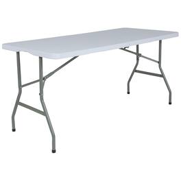 Emma + Oliver - 4.97-Foot Bi-Fold Plastic Folding Table - Granite White