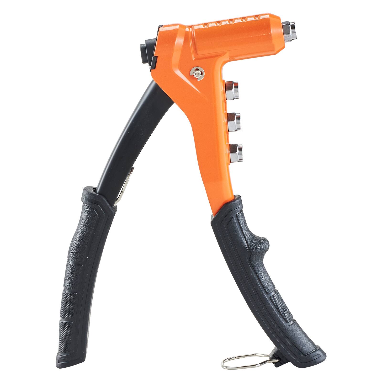 Alt View 5. VEVOR - Rivet Nut Tool Kit, 9-Inch One-Handed Rivnut Tool Kit, with 8 Mandrels, a Step Drill Bit and 80 Nuts - Orange + Black.