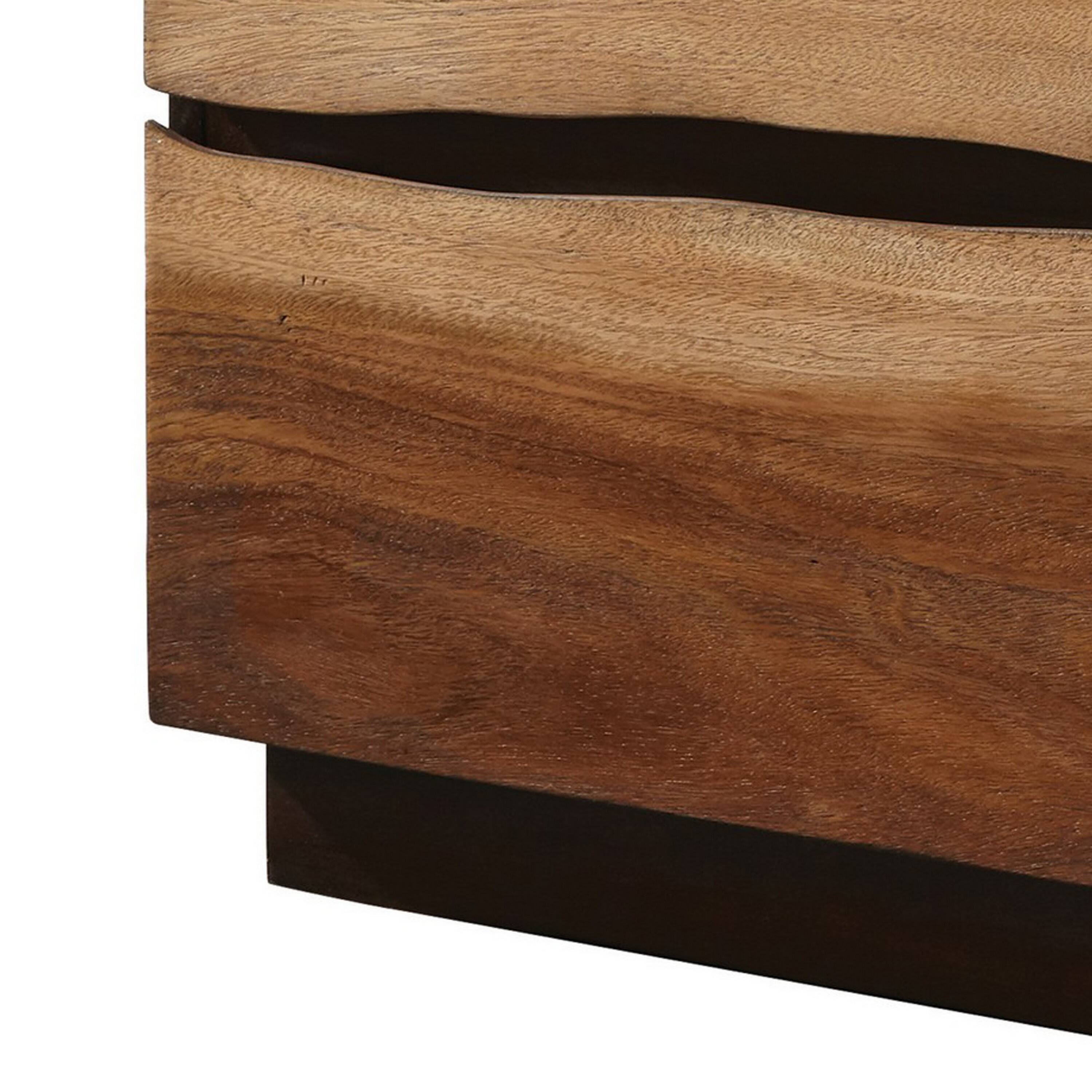 Back. Manhattan Lane - Nightstand with 2 Drawers and Live Edge Details - Brown.