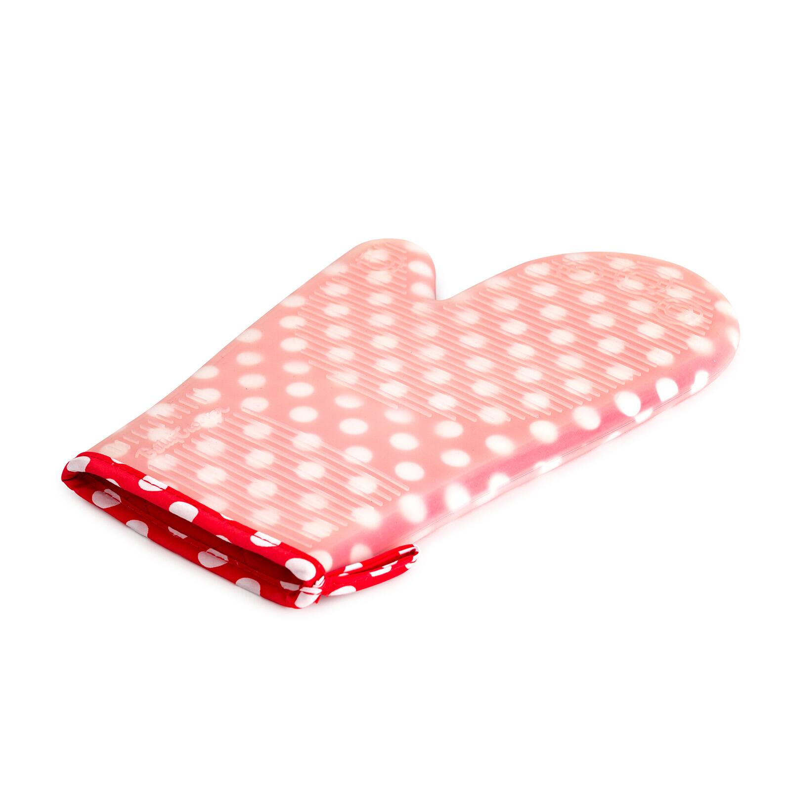 Alt View 2. Betty Crocker - Silicone Oven Mitt, Red w/White Polka Dots - Silver.