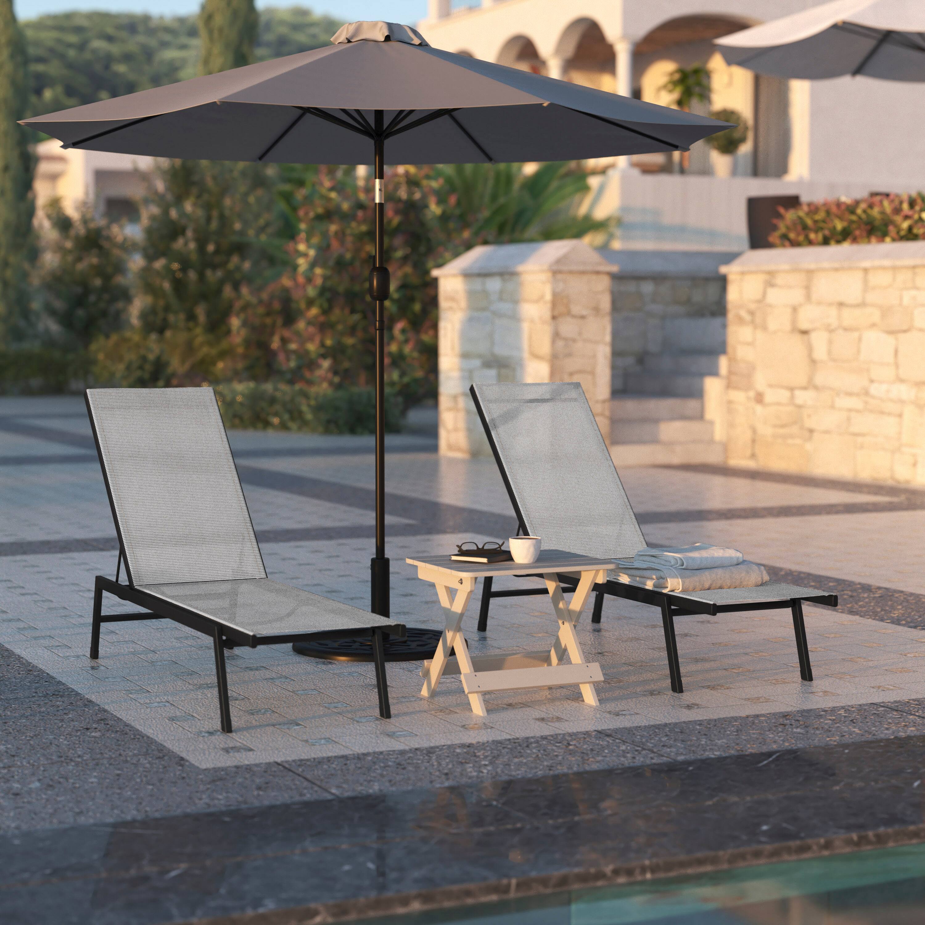 Alt View 3. Flash Furniture - Brazos Adjustable Chaise Lounge Chair, Outdoor Five-Position Recliner, All Weather, Black/Gray - Gray.