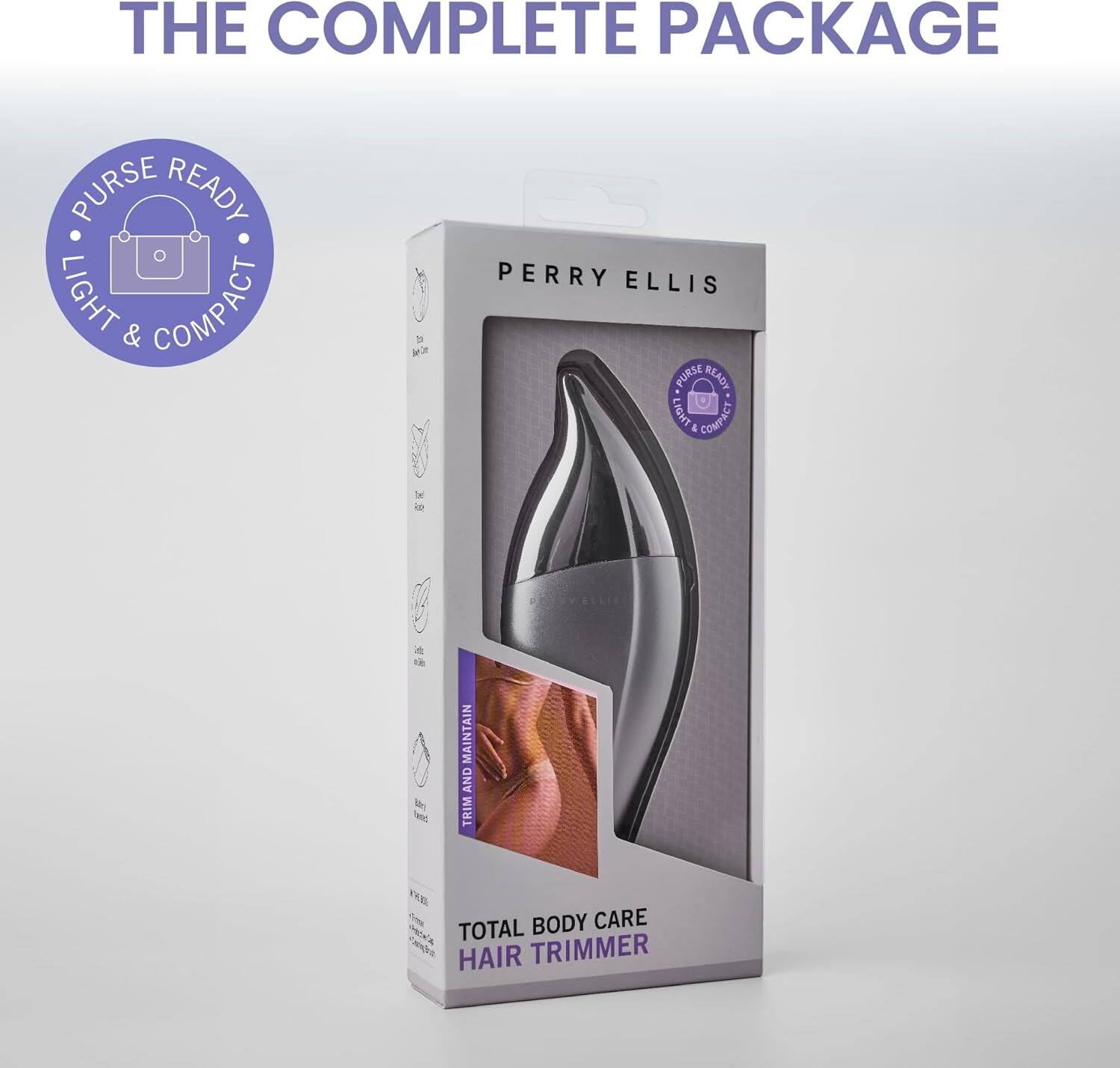 The complete package: Perry Ellis purse ready light & compact total body care hair trimmer.