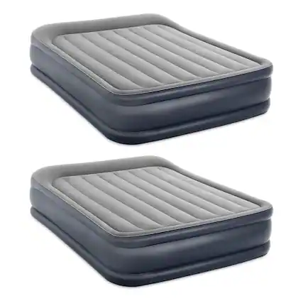 Front. Intex - Intex Dura Beam Deluxe Pillow Raised Air Mattress Bed w/Pump, Queen (2 Pack) - Gray.