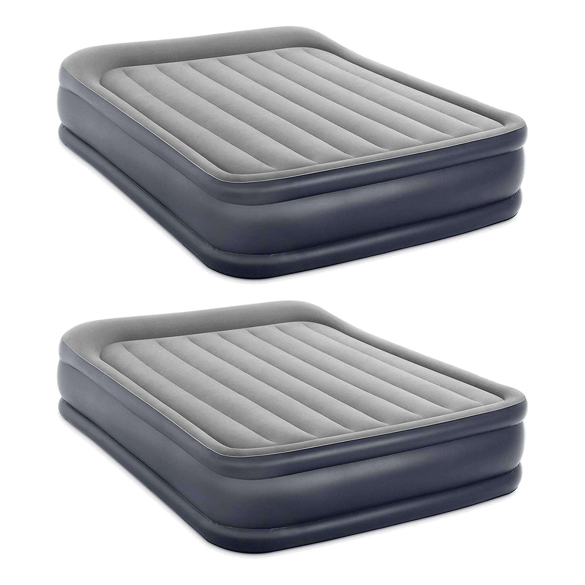 Front. Intex - Intex Dura Beam Deluxe Pillow Raised Air Mattress Bed w/Pump, Queen (2 Pack) - Gray.