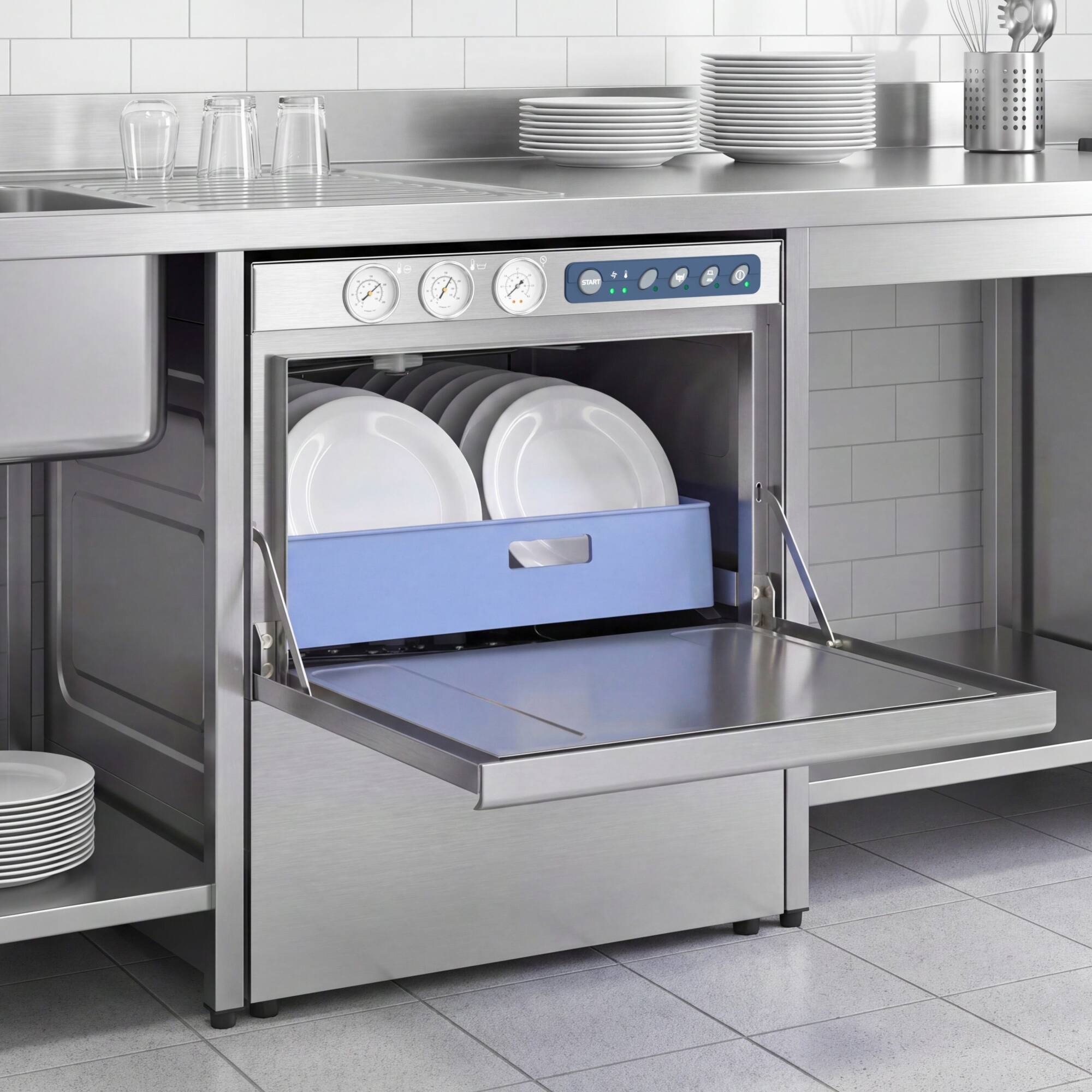 Left. Koolmore - 24 in. Commercial High-Performance Undercounter Dishwasher in Stainless-Steel, 240V - Stainless-Steel.