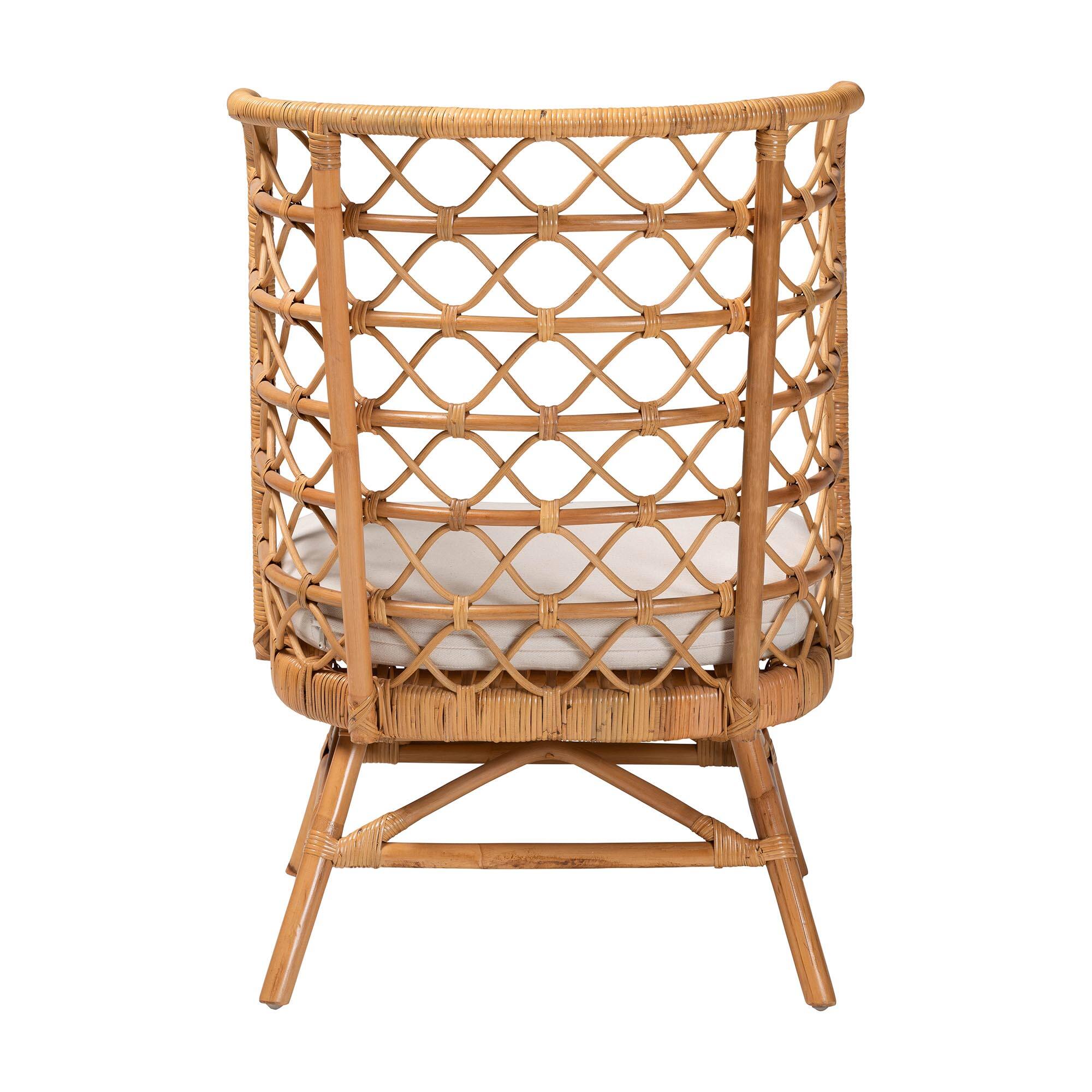 Back. bali & pari - Tania Bohemian Rattan Accent Chair - Light Honey.