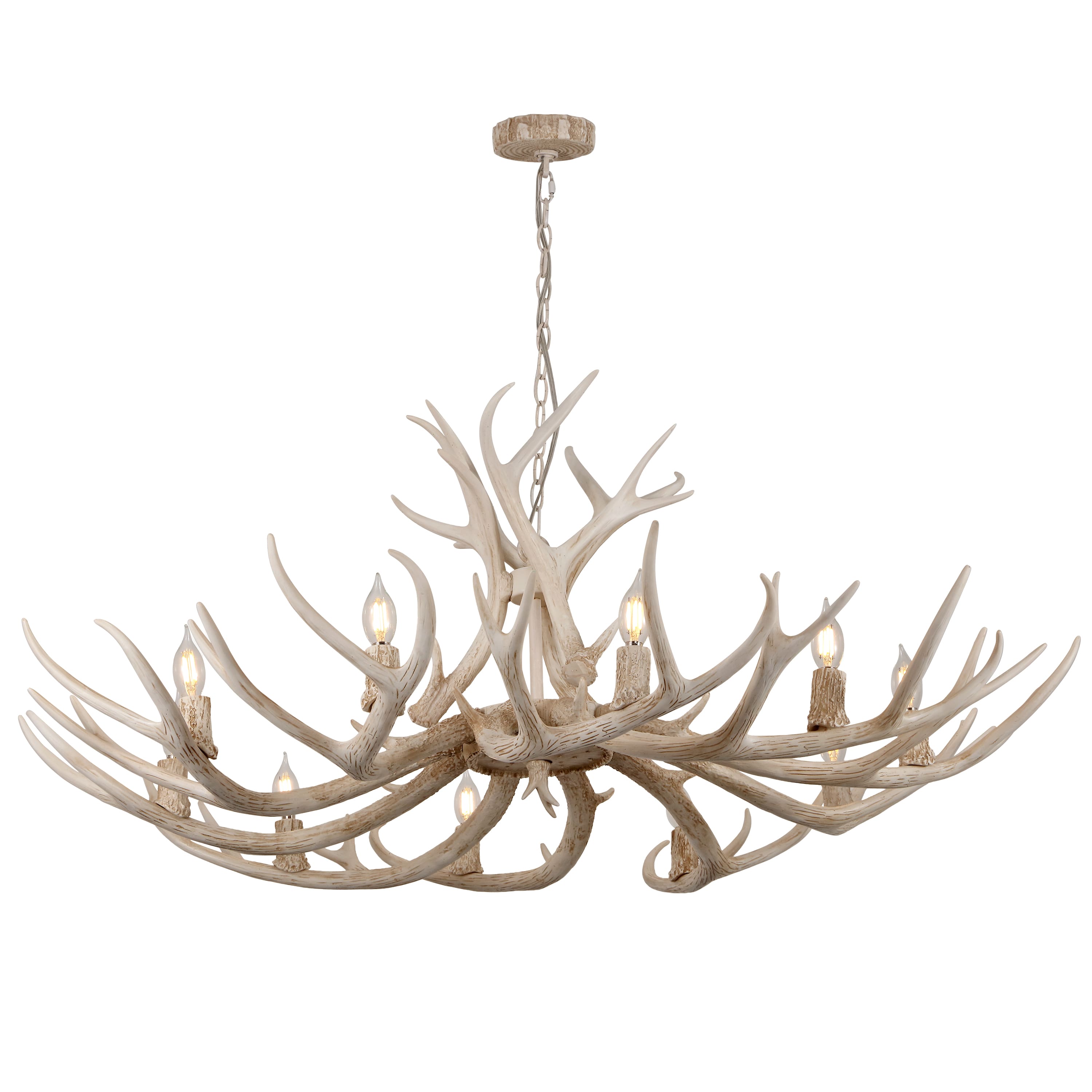 "Jonathan Y - Eldora 49"" 10-Light Rustic Farmhouse Adjustable Resin Antler LED Chandelier - Beige" price history on PriceWatchPro