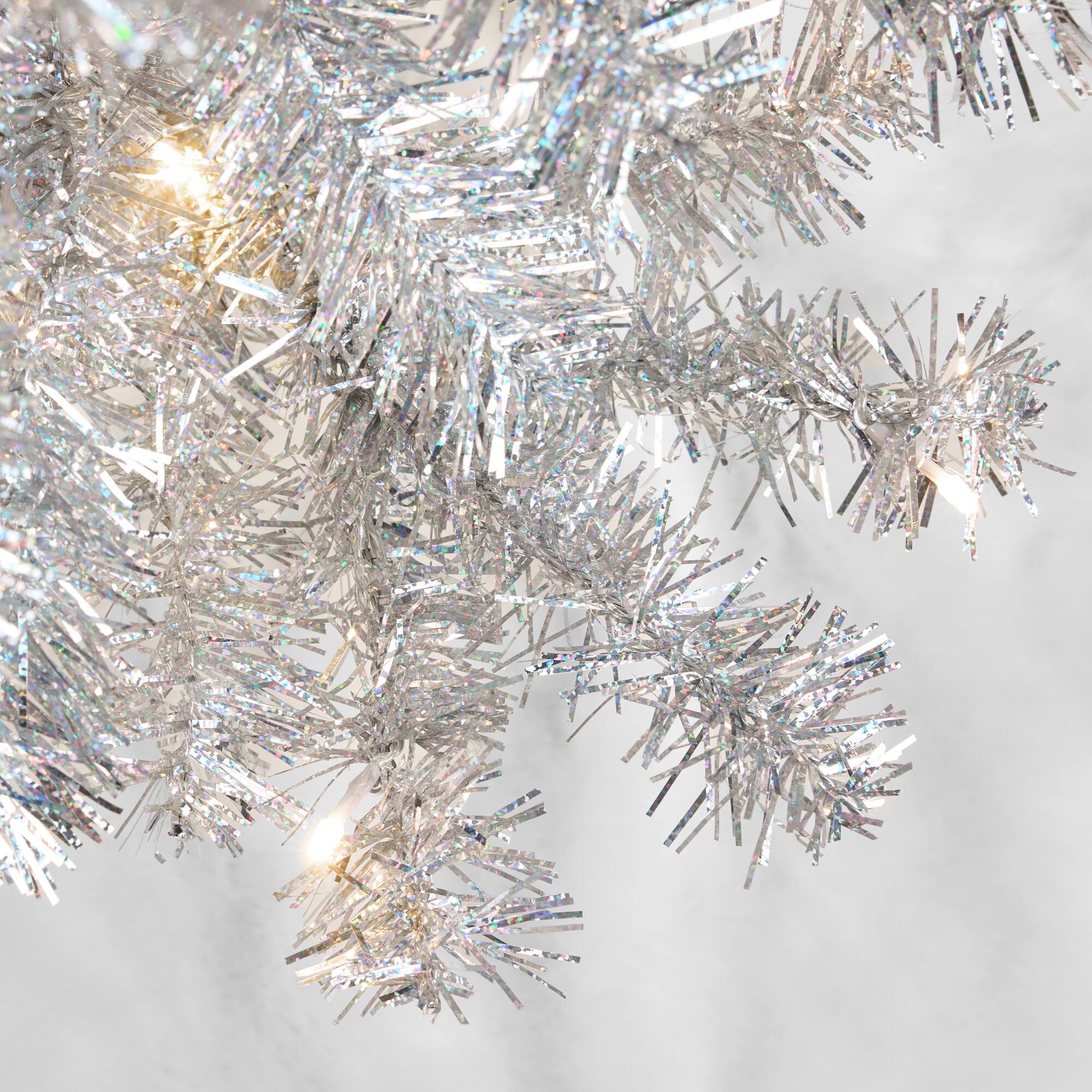 Alt View 4. Best Choice Products - Best Choice Products 4ft Prelit Colored Christmas Tree, Artificial Tree Holiday Decor w/ LED Lights - Silver Tinsel - Silver.