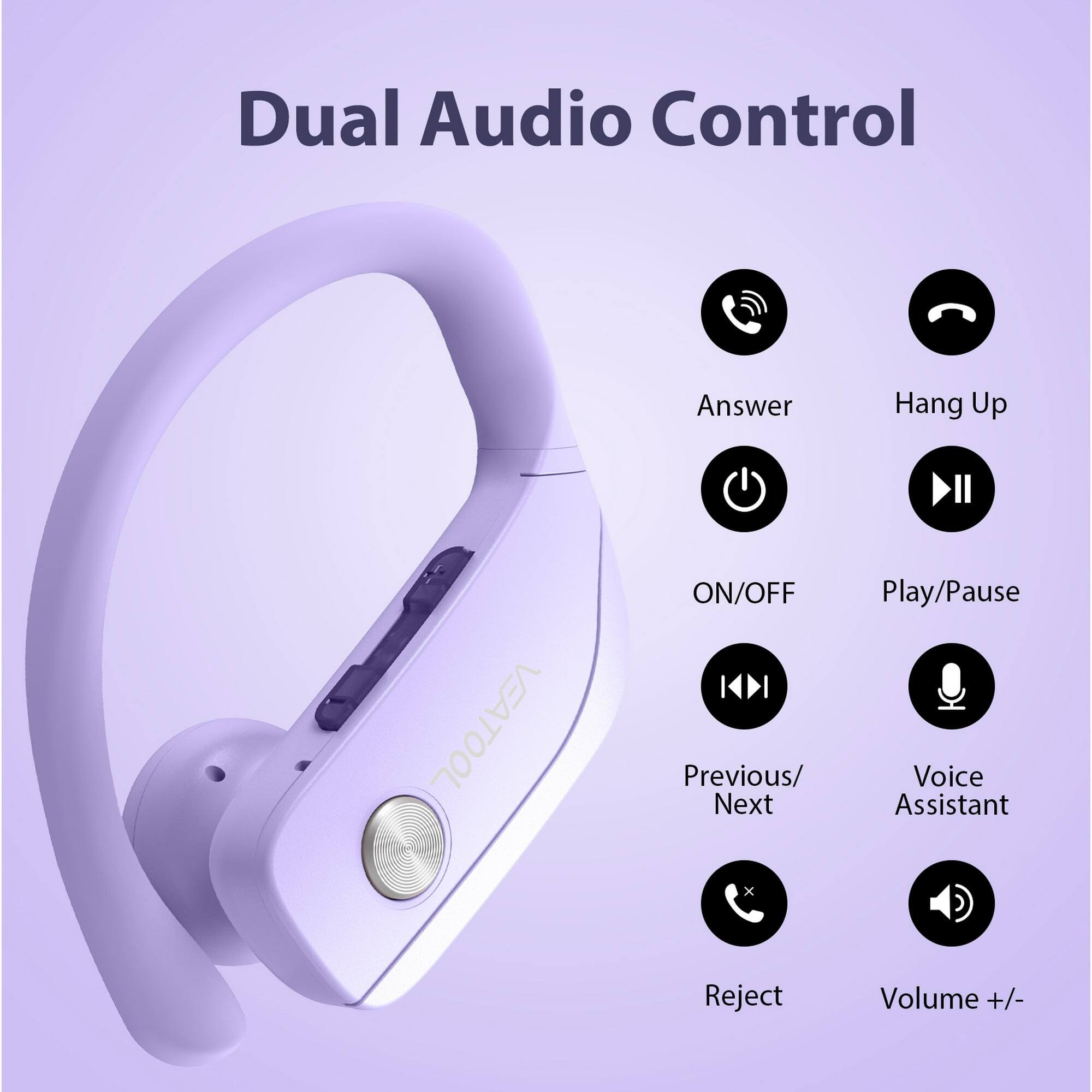 Dual Audio Control

- Answer
- Hang Up
- ON/OFF
- Play/Pause
- Previous/ Next
- Voice Assistant
- Reject
- Volume +/-