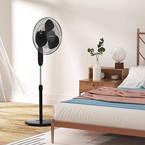 Alt View 5. Pelonis - PELONIS 16 Pedestal Remote Control Oscillating Stand Up Fan 7-Hour Timer 3-Speed and Adjustable Height - Black.