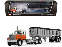 First Gear - Chevrolet Bison Day Cab with East End Dump Trailer 1/64 Diecast Model by DCP/First Gear - Orange and Beige