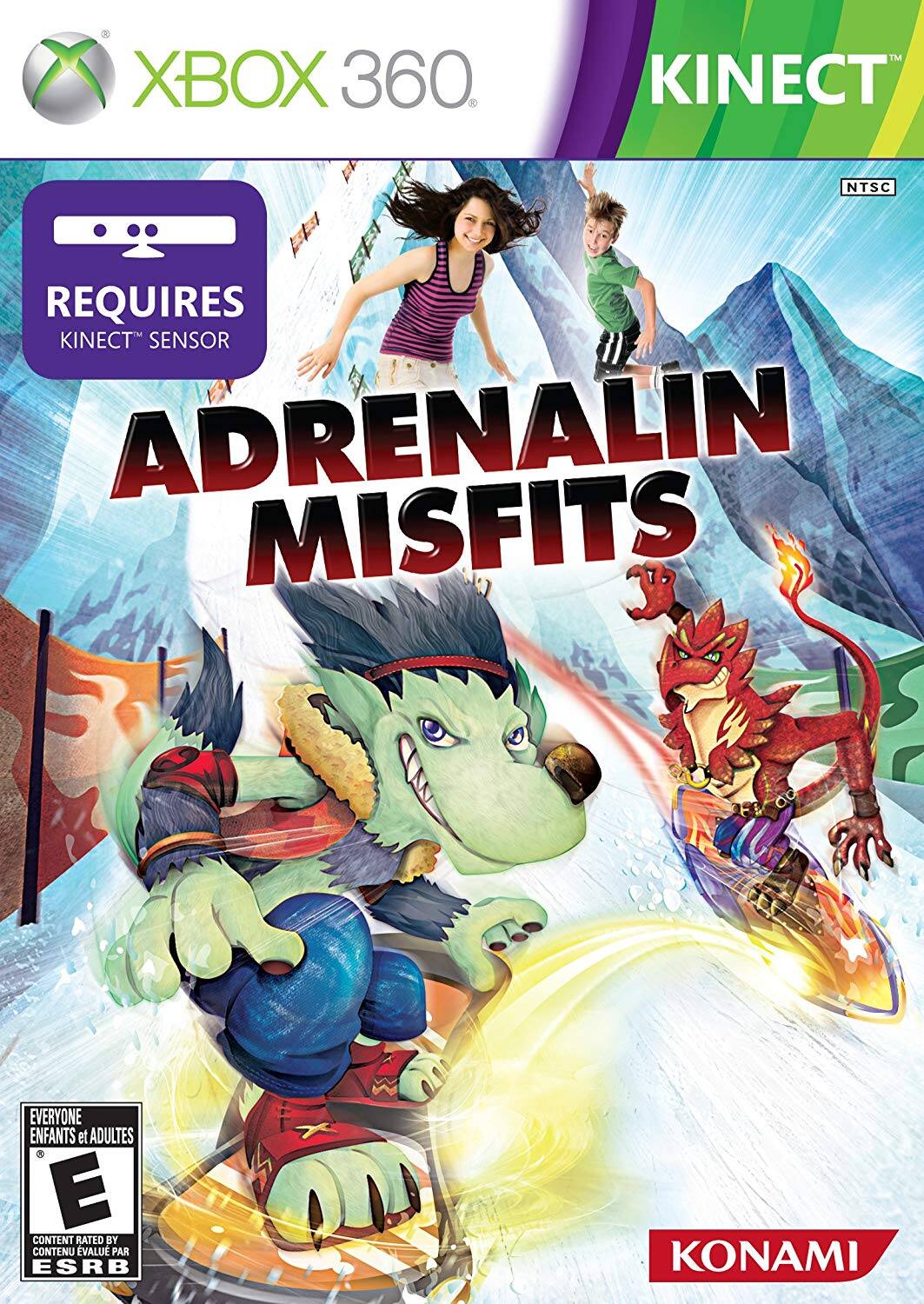 XBOX 360  
KINECT™ NTSC  
REQUIRES KINECT™ SENSOR  

ADRENALIN MISFITS  

KONAMI  

EVERYONE  
ENFANTS et ADULTES  
CONTENT RATED BY ESRB  
CONTENU ÉVALUÉ PAR ESRB - E (Everyone)