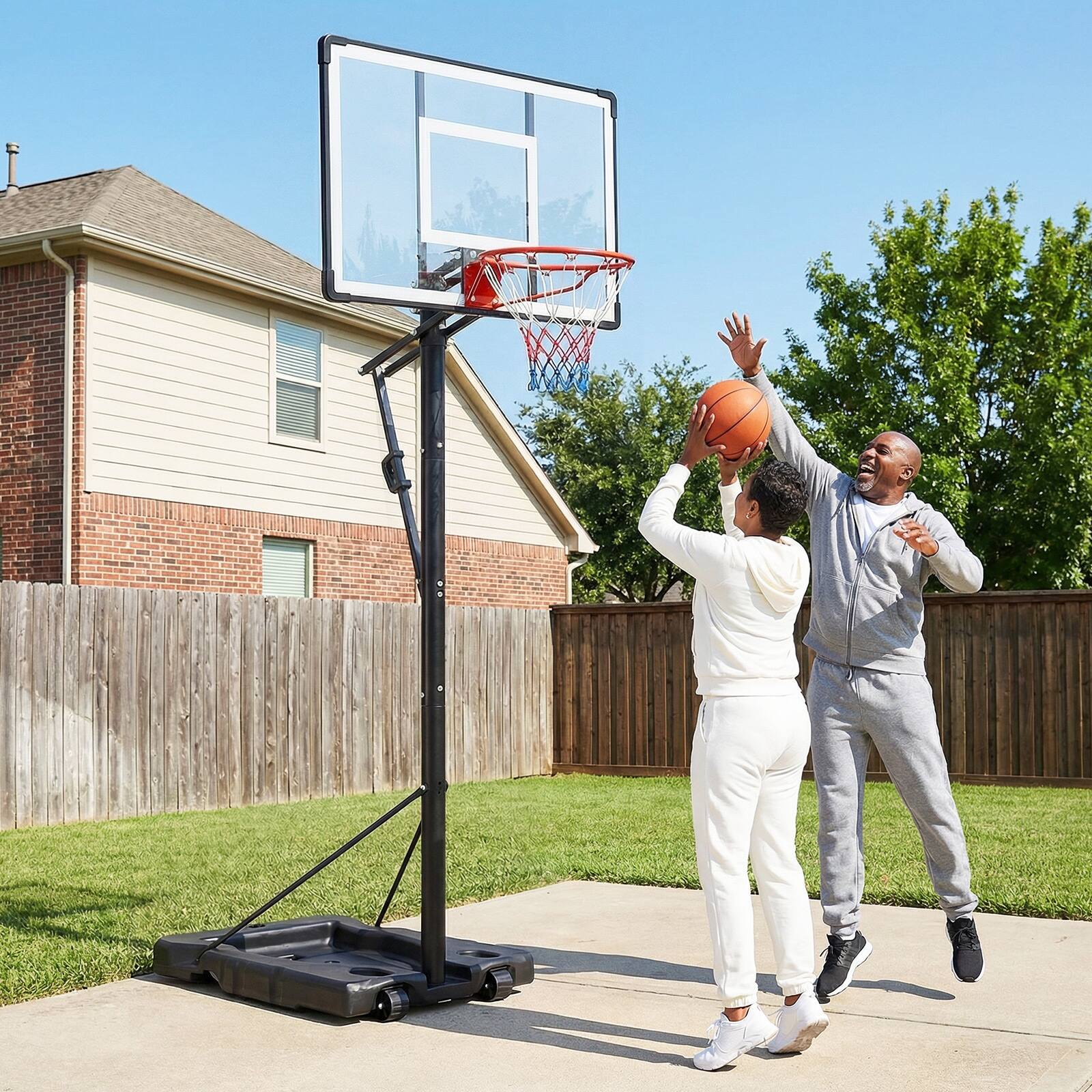 Alt View 1. Gymax - Gymax 10 FT Portable Basketball Hoop w/ Shock Absorbent Rim Fillable Base for Adults - Black.