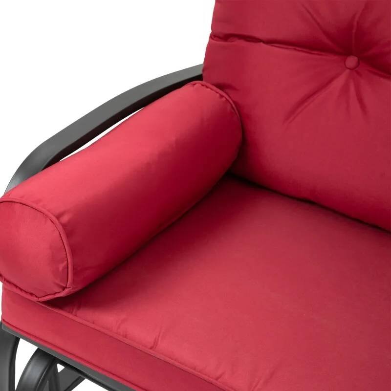 Left. Hivvago - Steel Outdoor Garden Patio Rocking Glider Chair Loveseat with Red Cushions - red.