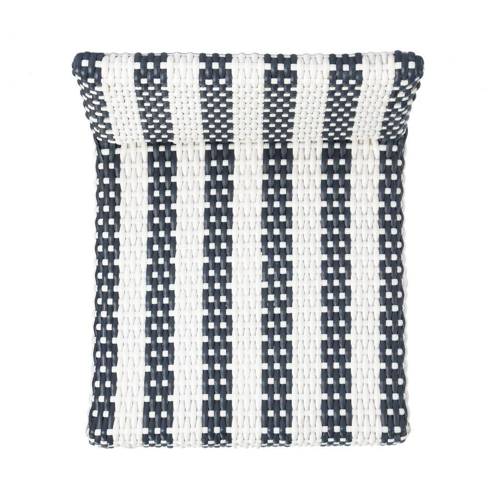 Back. Butler Specialty - Serienna Rectangular Rattan Low Back 24.5" Counter Stool - White And Navy Stripe.