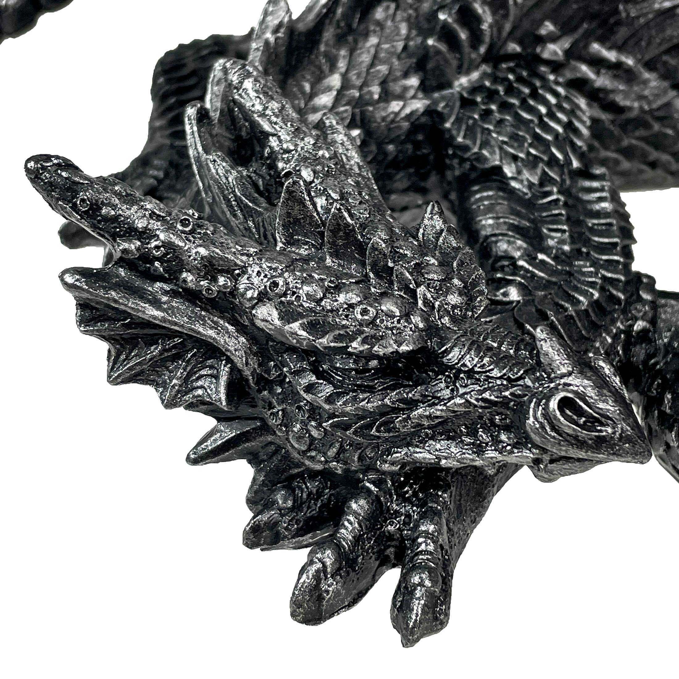 Alt View 2. Zeckos - Somasaurus Metallic Black Gothic Sleeping Dragon Statue 12 in. - Black.
