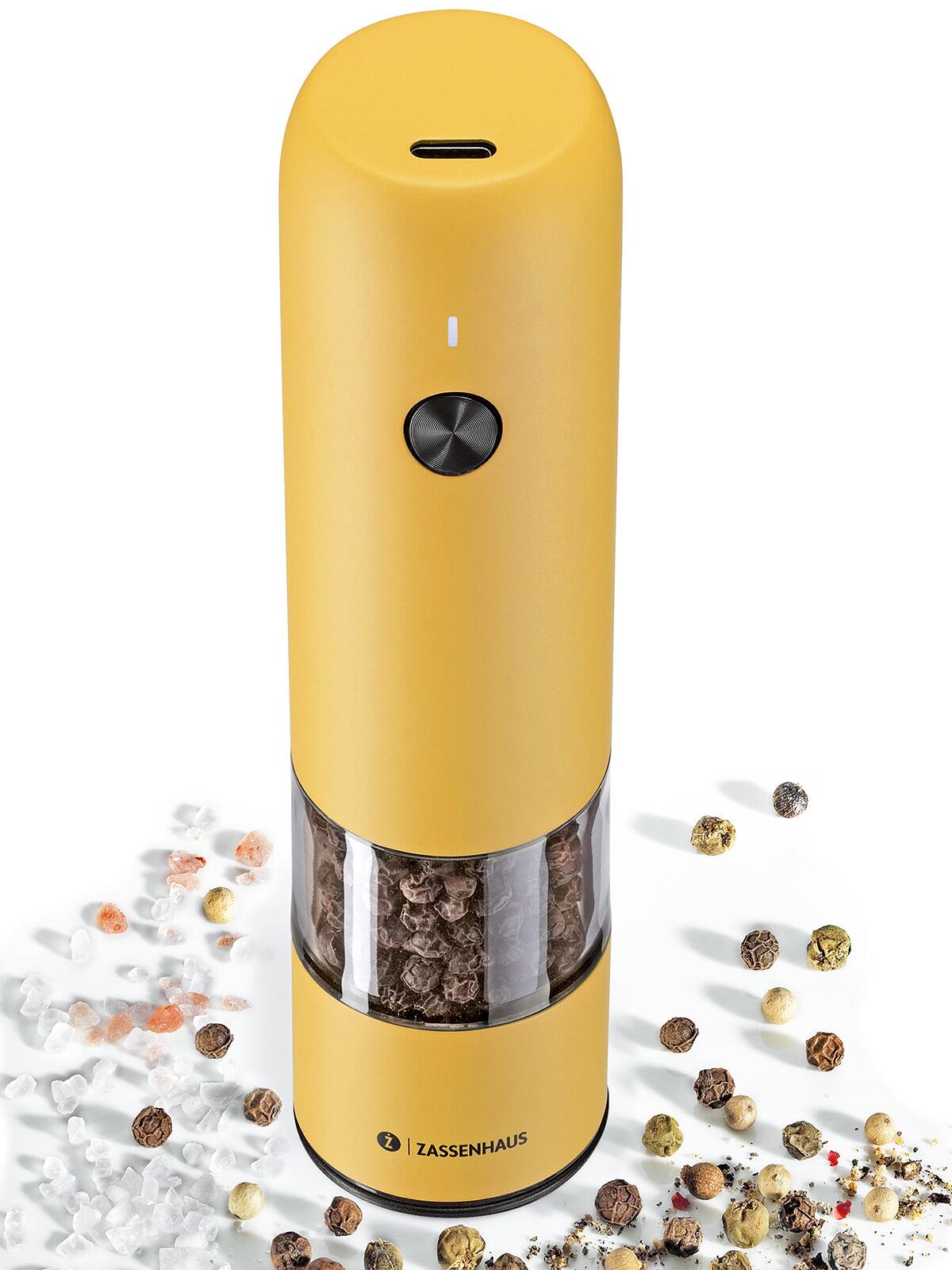 Alt View 2. Zassenhaus - Koln Rechargeable Salt or Pepper Mill, 5.5" H x 1.5", Yellow - Yellow.