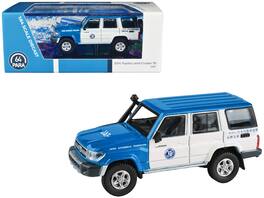 Paragon - 2014 Toyota Land Cruiser 76 RHD (Right Hand Drive) "Japan Automobile Federation" 1/64 - Blue And White