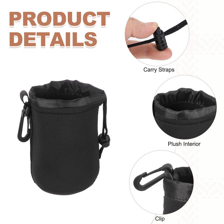 Drawstring Lens Case Unique Bargains 3pcs Drawstring Camera Lens Pouch, 4