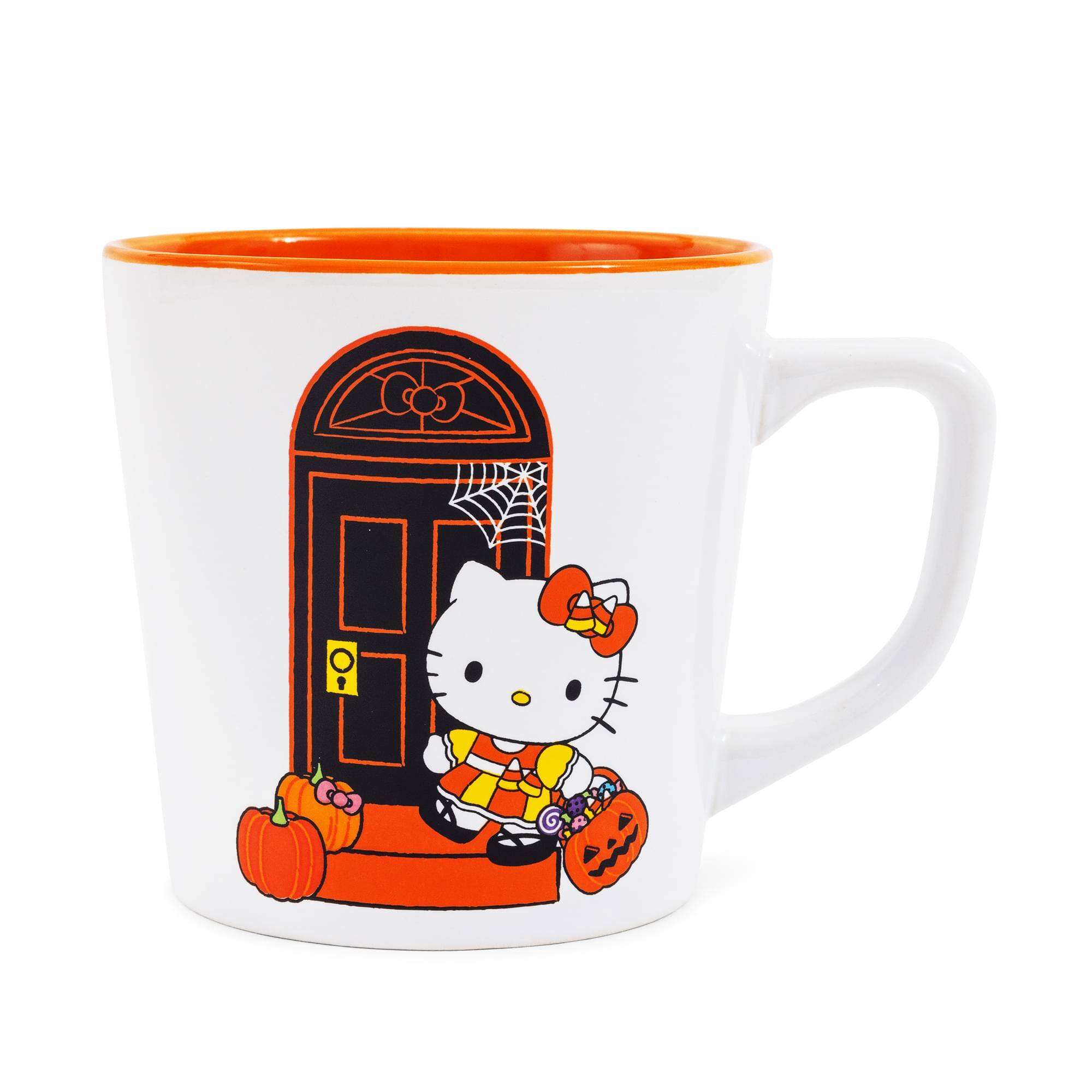 Front. Silver Buffalo - Sanrio Hello Kitty Pumpkins Ceramic Latte Mug | Holds 17 Ounces - White.