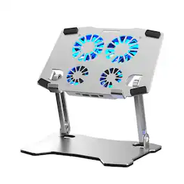 Cluzine - Aluminum Adjustable Laptop Stand with Cooling Fan Multi-Angle Device Holder