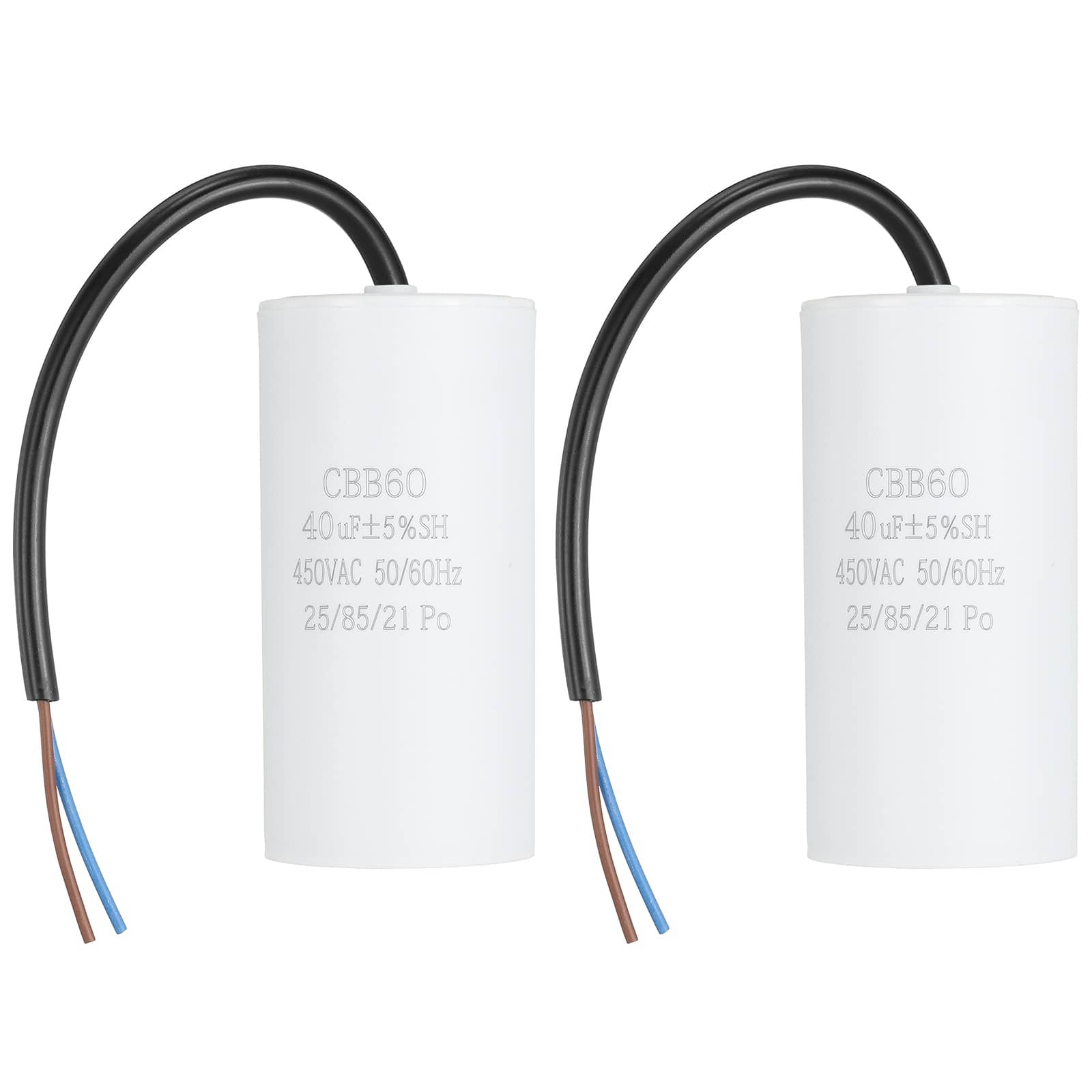 Unique Bargains - 2pcs 40uF CBB60 Run Capacitor, AC 450V 2 Wires 50/60Hz Cylinder 102x50mm for Air Compressor, Water Pump - White price history on PriceWatchPro