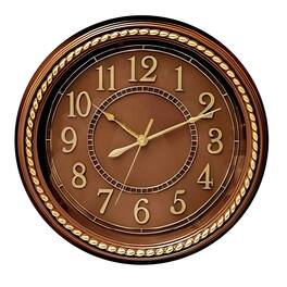 FC Design - 14"H Metallic Gold on Brown Vintage-Inspired Round Wall Clock - Multicolor