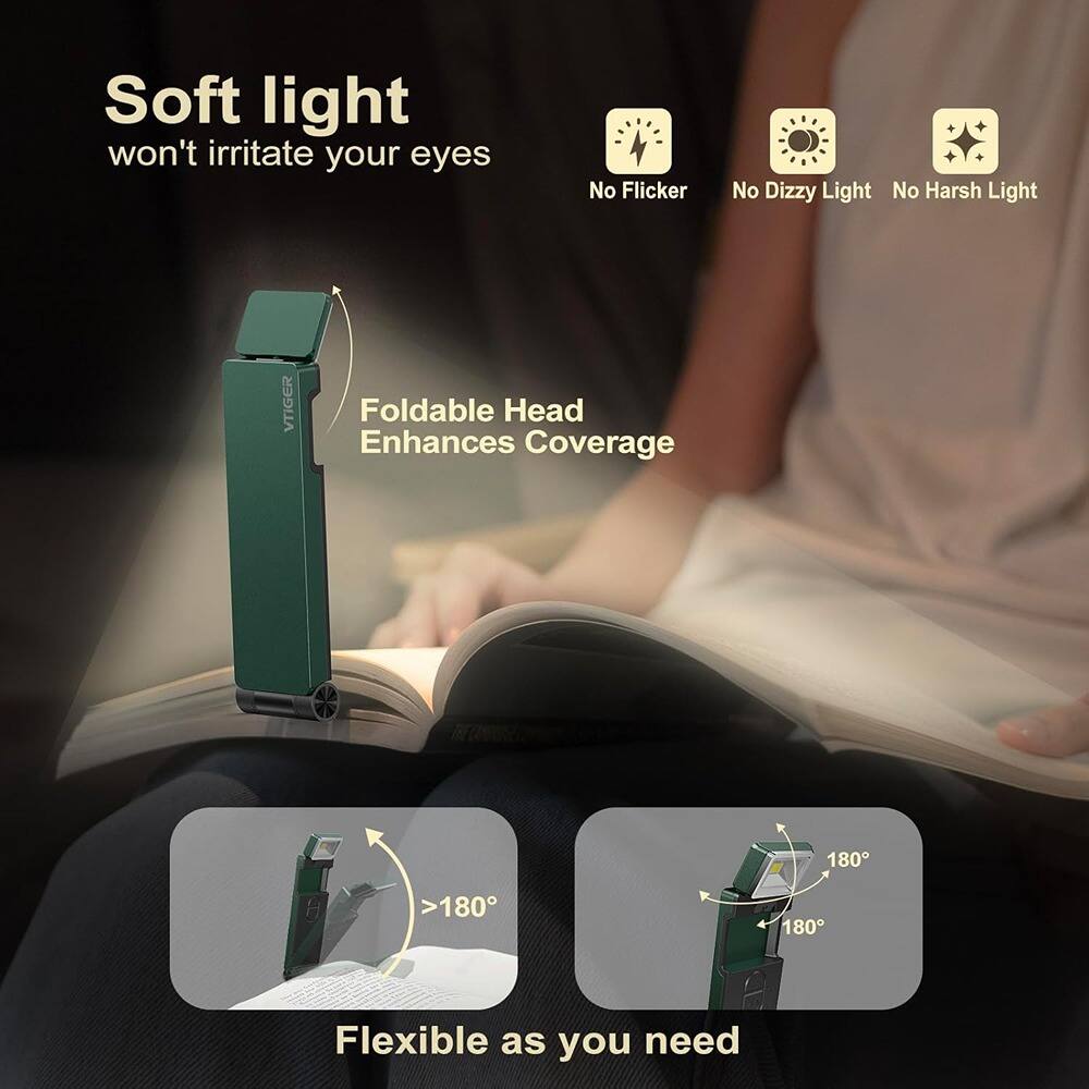 Soft light  
won't irritate your eyes

No Flicker  
No Dizzy Light  
No Harsh Light

Foldable Head  
Enhances Coverage

Flexible as you need  
>180°