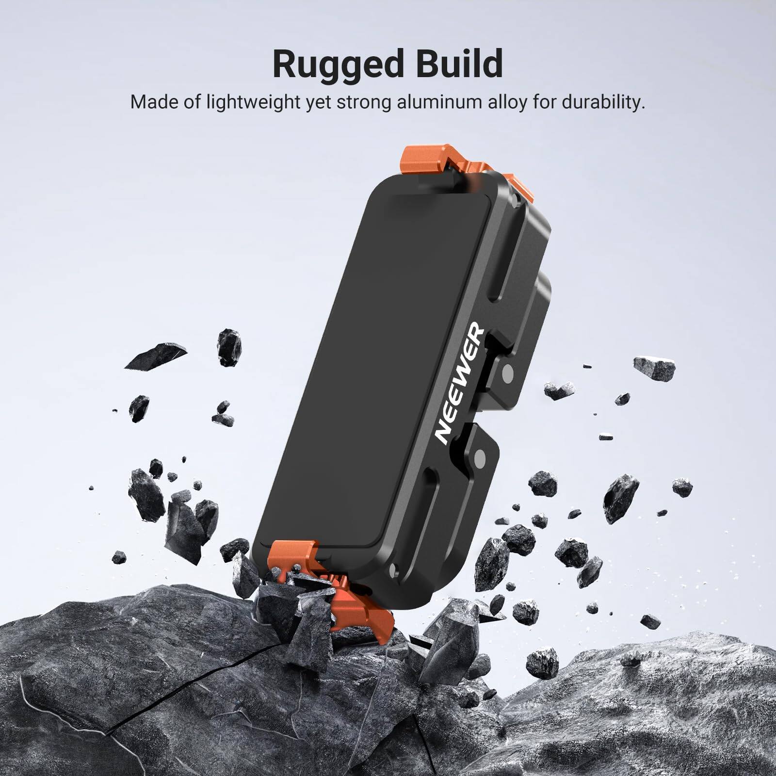 Rugged Build  
Made of lightweight yet strong aluminum alloy for durability.