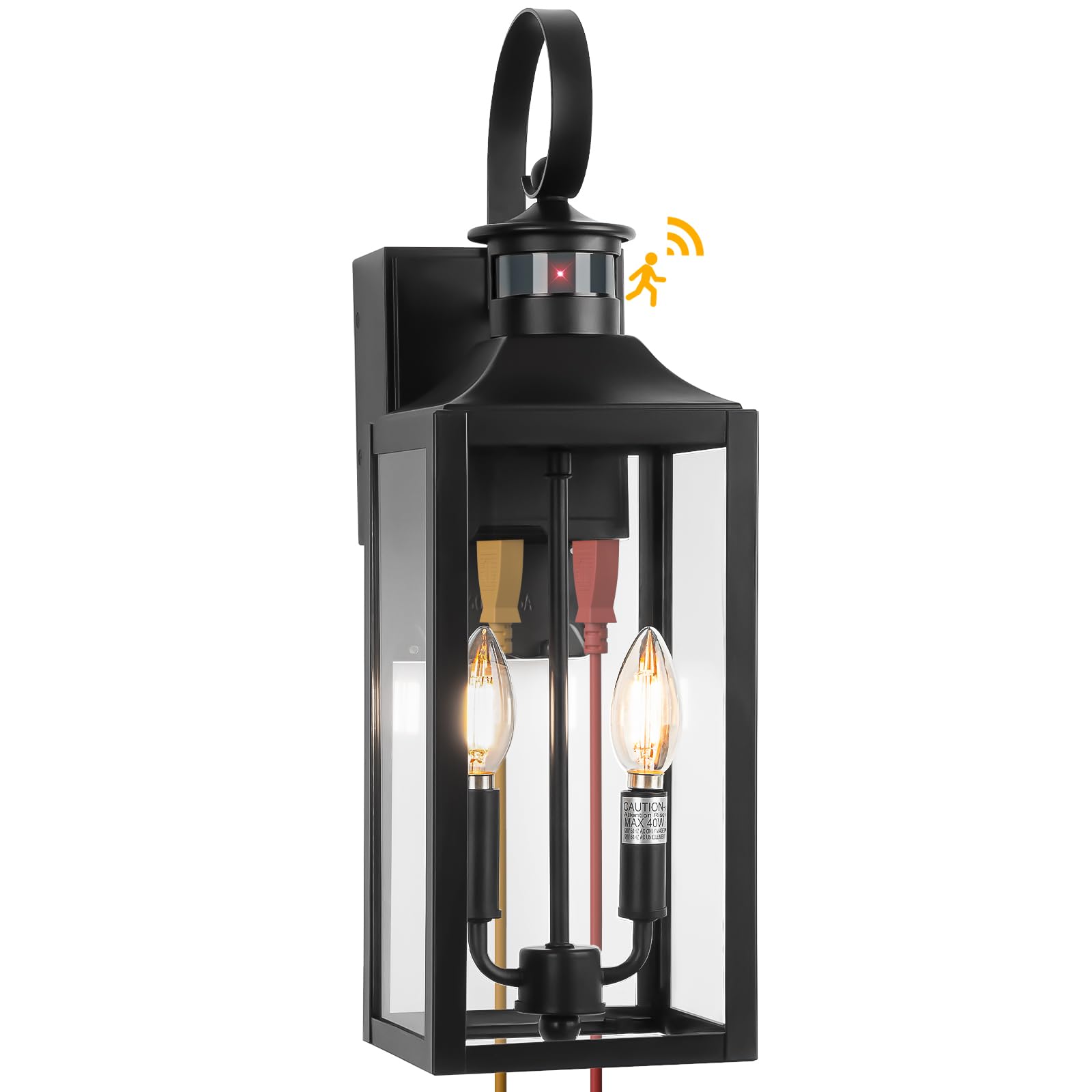 Alt View 6. VEGA AUTOMOTIVE - 20 Motion Sensor Outdoor Lights With Gfci Outlet Dusk To Dawn Exterior Lighting Fixtures Porch Built in - Black 20 Inch Motion Sensor.