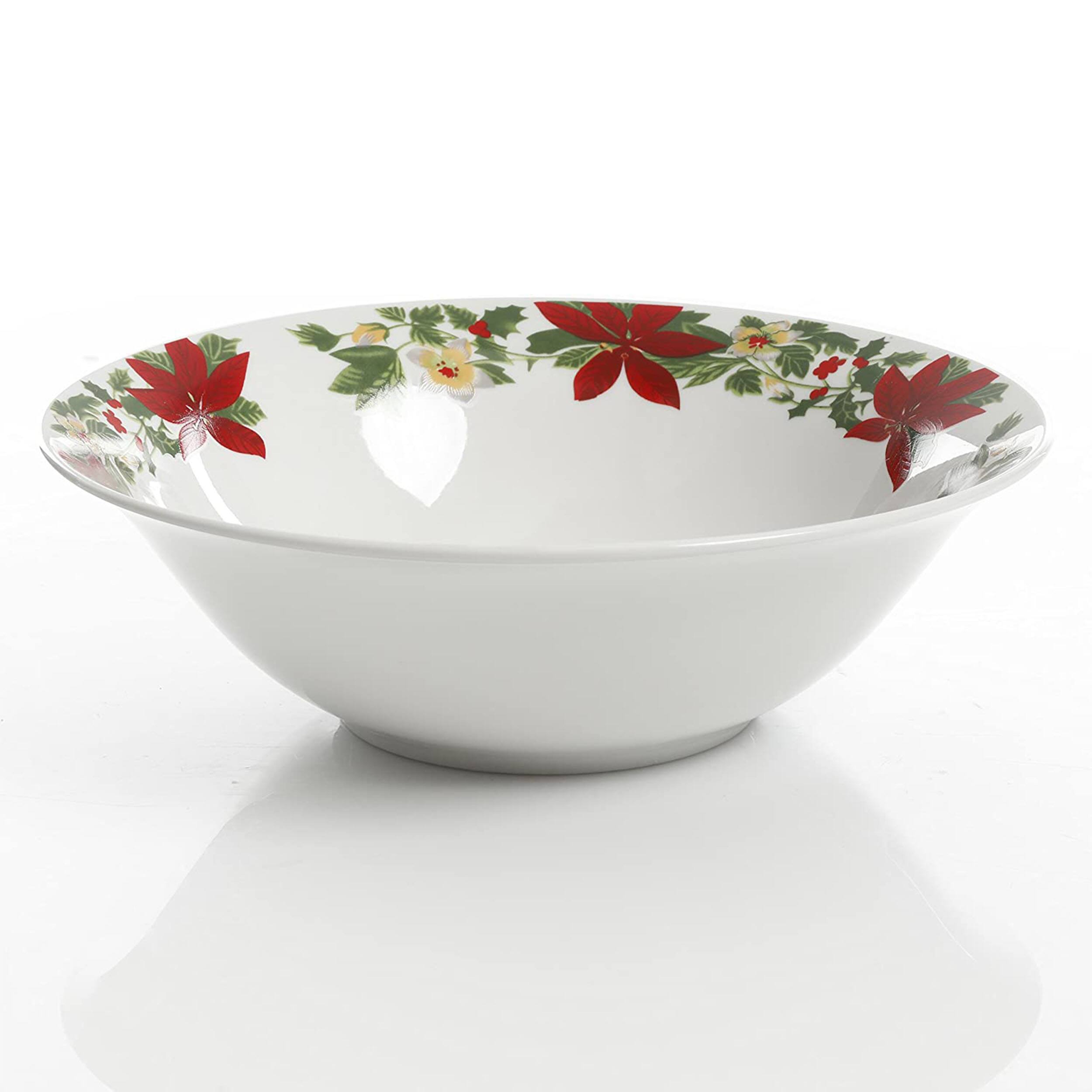 Alt View 3. Gibson - Perfect for Holidays Poinsettia 7 Piece Porcelain Serving Set in Red - Red.
