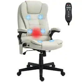 Vinsetto - Point Vibrating Massage Office Chair with Heat - Beige