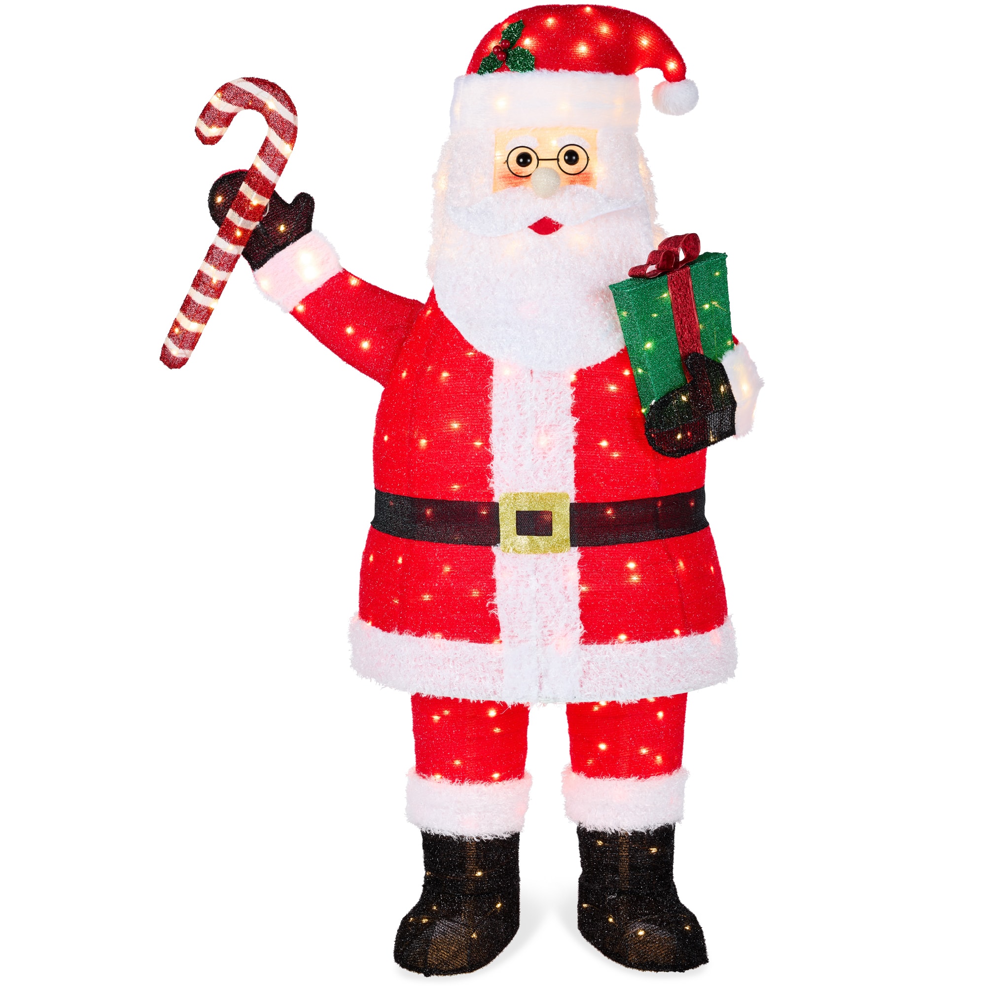 Front. Best Choice Products - Best Choice Products 5ft Lighted Pop-Up Santa Claus, Outdoor Christmas Holiday Decoration w/ 250 LED Lights, Hat, Gift - Red.