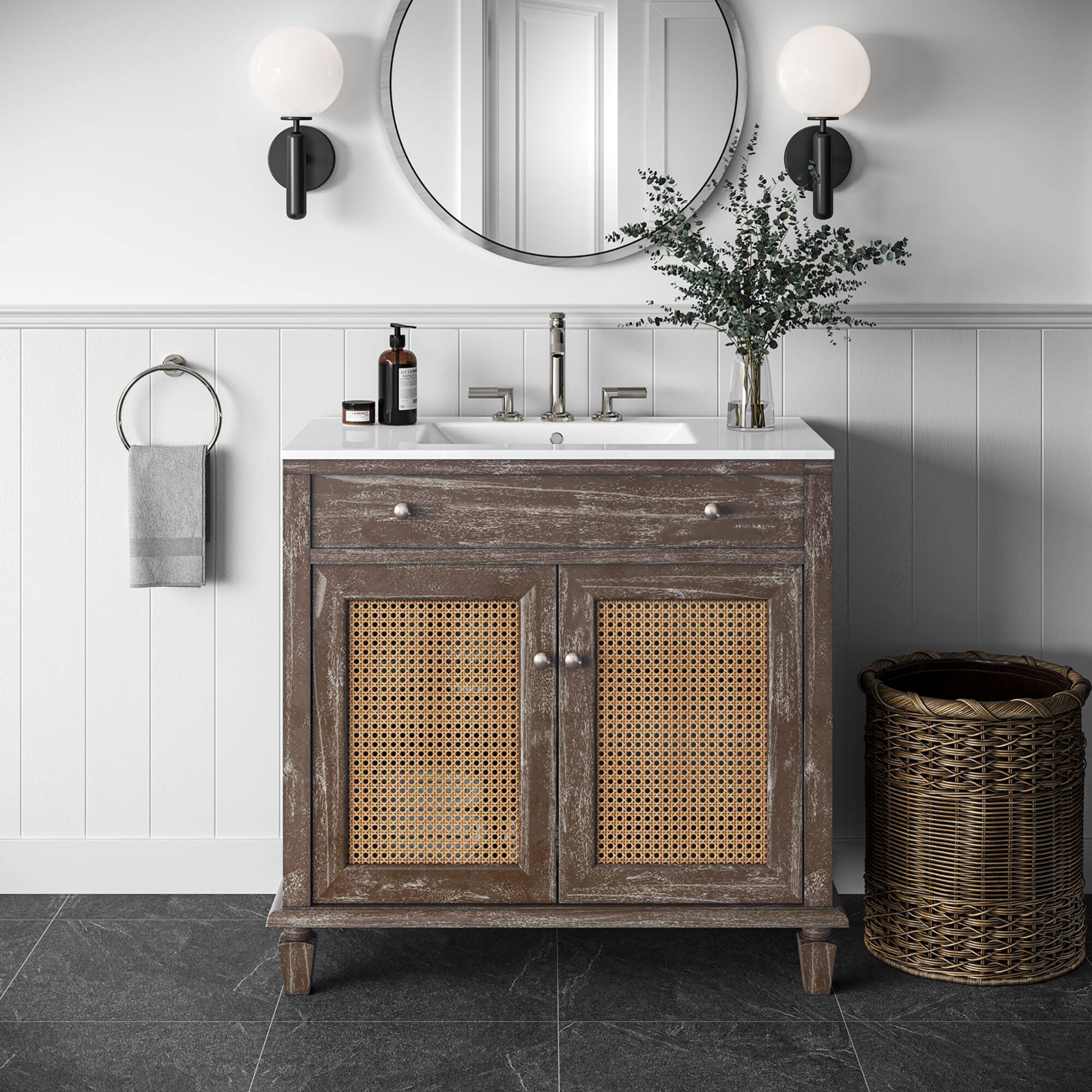 Front. Modway - Lilo Bathroom Vanity Basin Included - Gray White.