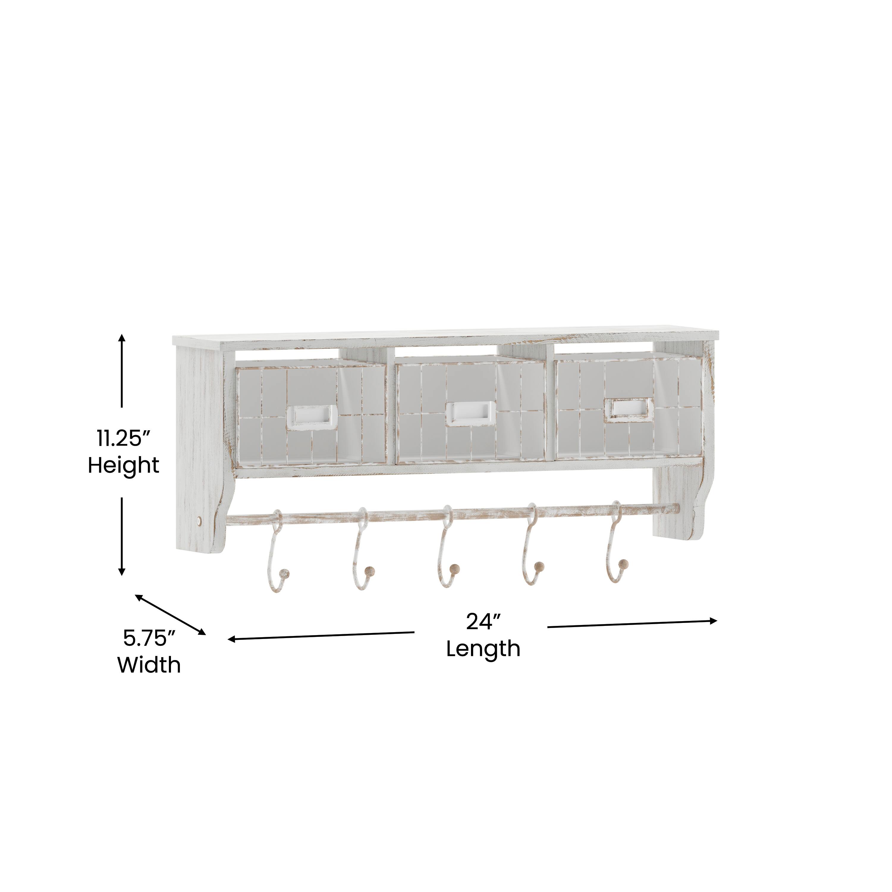 11.25" Height, 5.75" Width, 24" Length