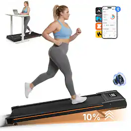 MERACH - W50 Lite Walking Pad With 10% Auto Incline, 350lb Under-Desk Treadmill, 3HP, 16.5"x41.3" Belt, Bluetooth Speaker - Black