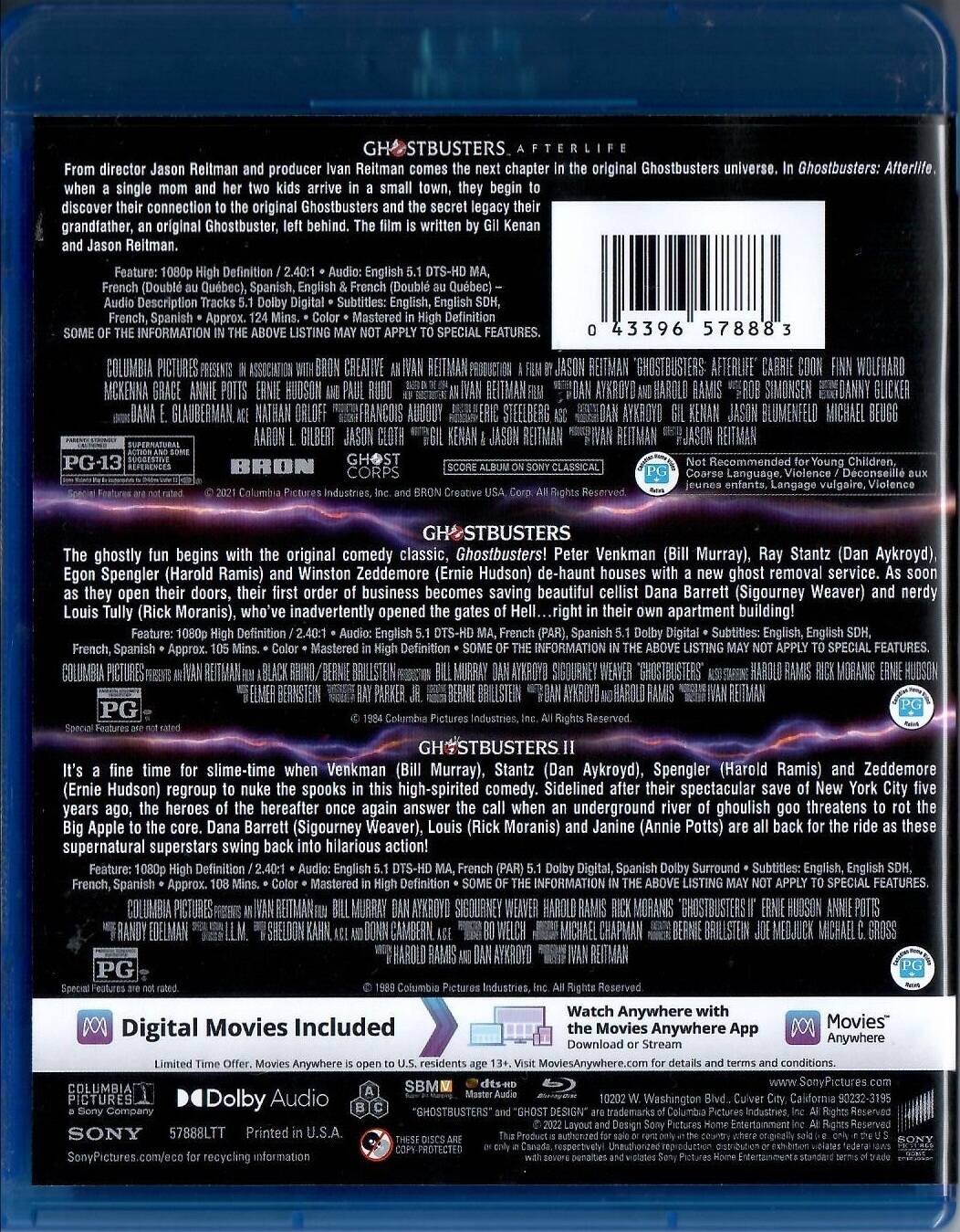 Alt View 1. Ghostbusters / Ghostbusters II / Ghostbusters: Afterlife   - BLU-RAY.