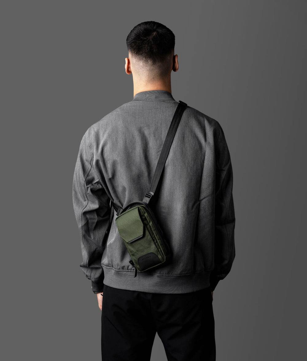 Back. ALPAKA - Modular Sling V2 MIini Sling Bag for Phone, Magnetic Quick Access, EDC Crossbody Bag with Adjustable Strap - Dark Green X-Pac VX21.