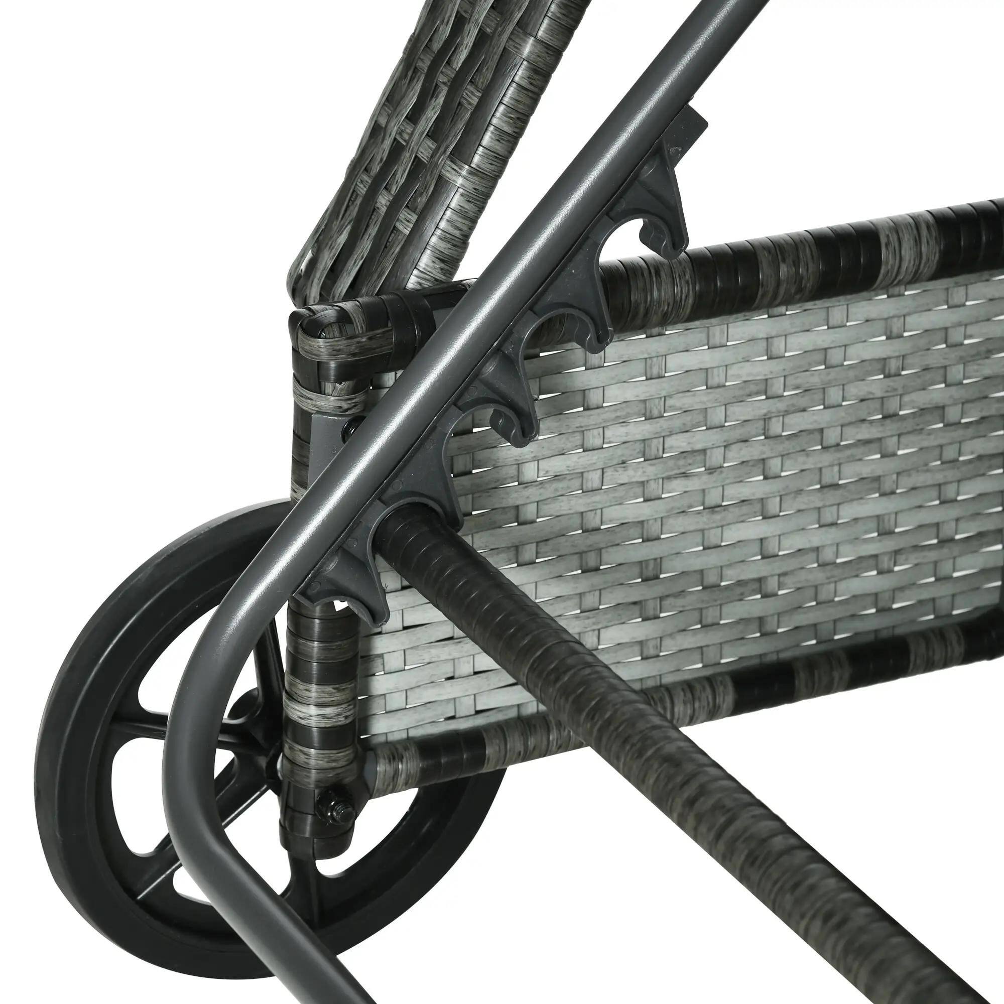 Alt View 1. Resenkos - Resenkos 2-Piece Reclining Chaise Lounge Chairs - Rolling Comfort Chairs With Cushions, Mixed Gray, Charcoal Gray - Mixed Gray, Charcoal Gray.