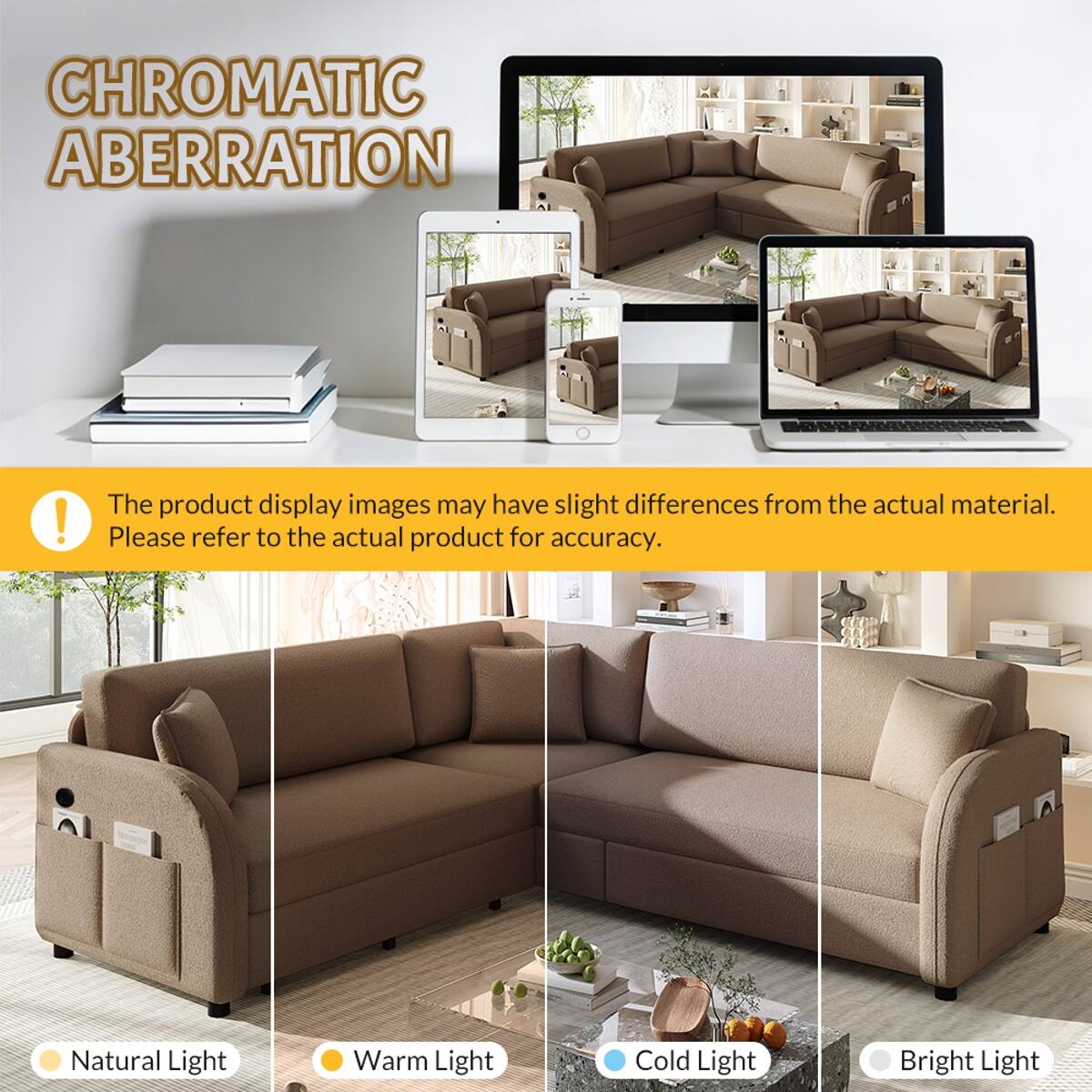 CHROMATIC ABERRATION

The product display images may have slight differences from the actual material. Please refer to the actual product for accuracy.

Natural Light
Warm Light
Cold Light
Bright Light